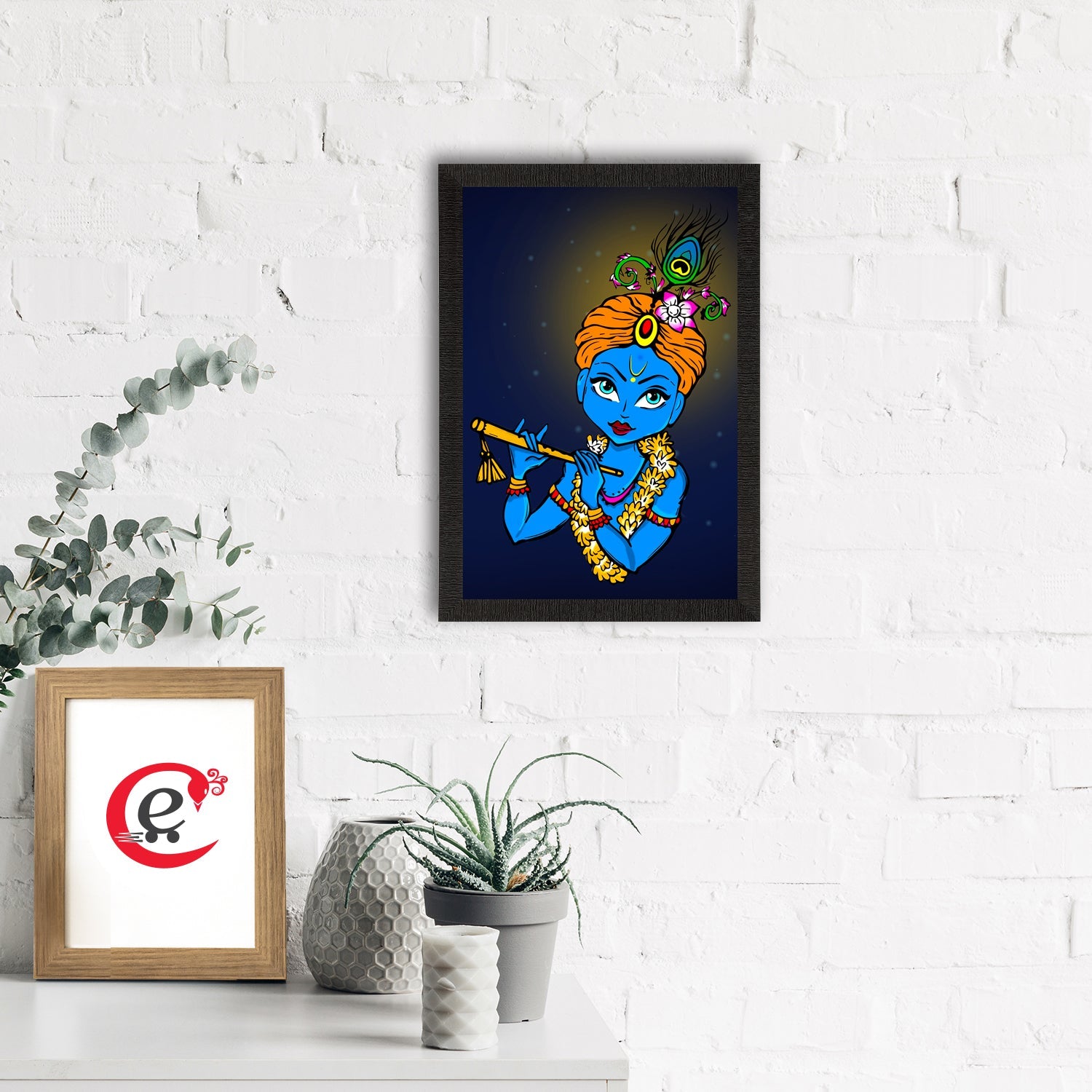 Lord Krishna Satin Matt Texture UV Art Painting Kafalo