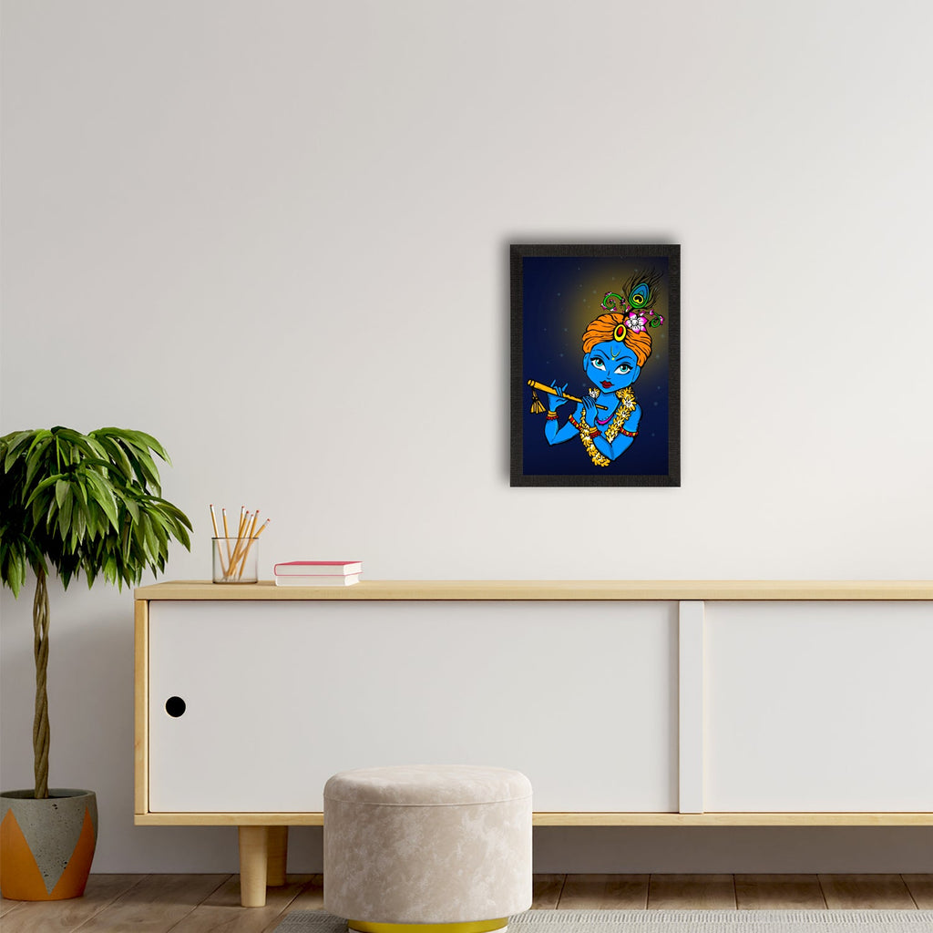 Lord Krishna Satin Matt Texture UV Art Painting Kafalo