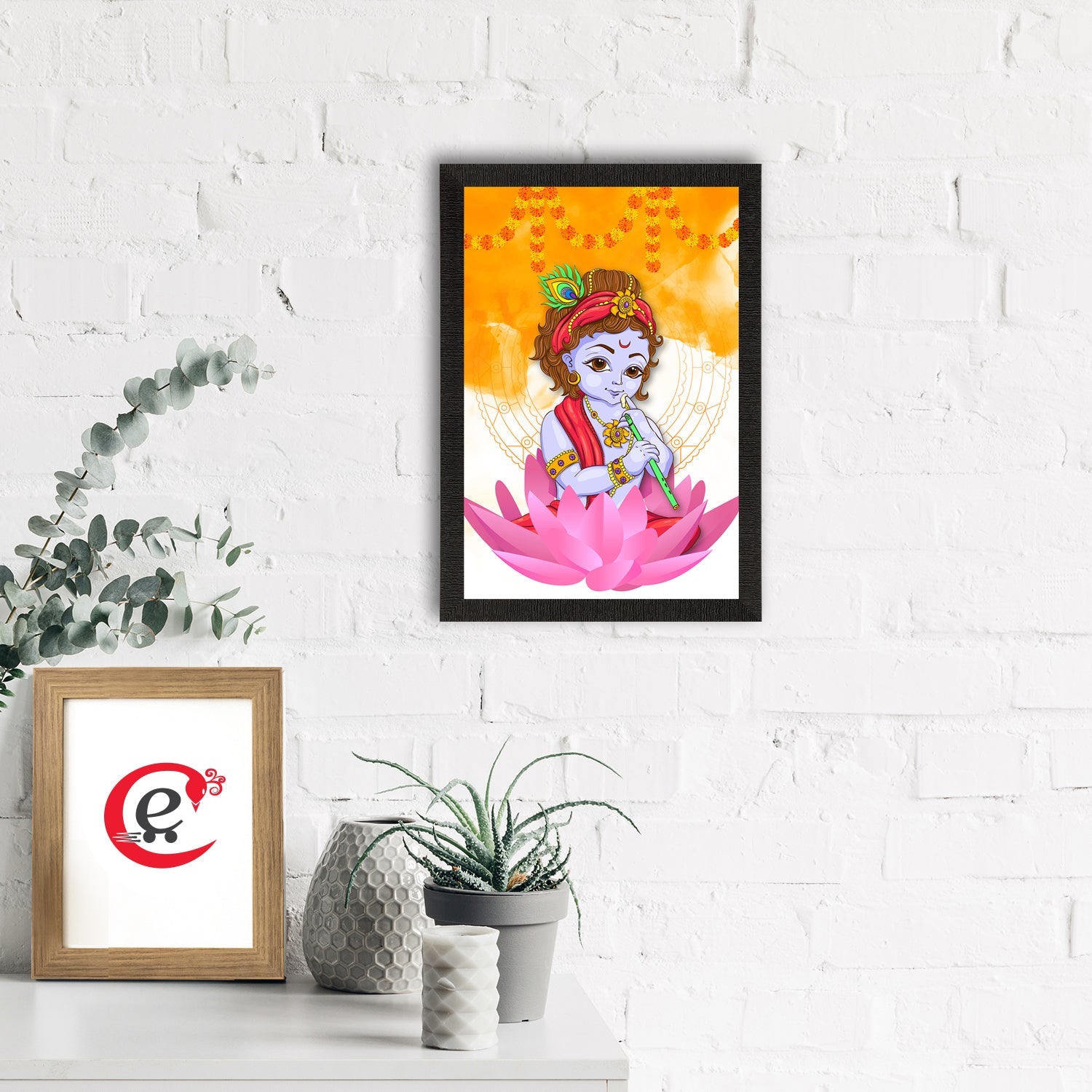 Lord Krishna Satin Matt Texture UV Art Painting Kafalo