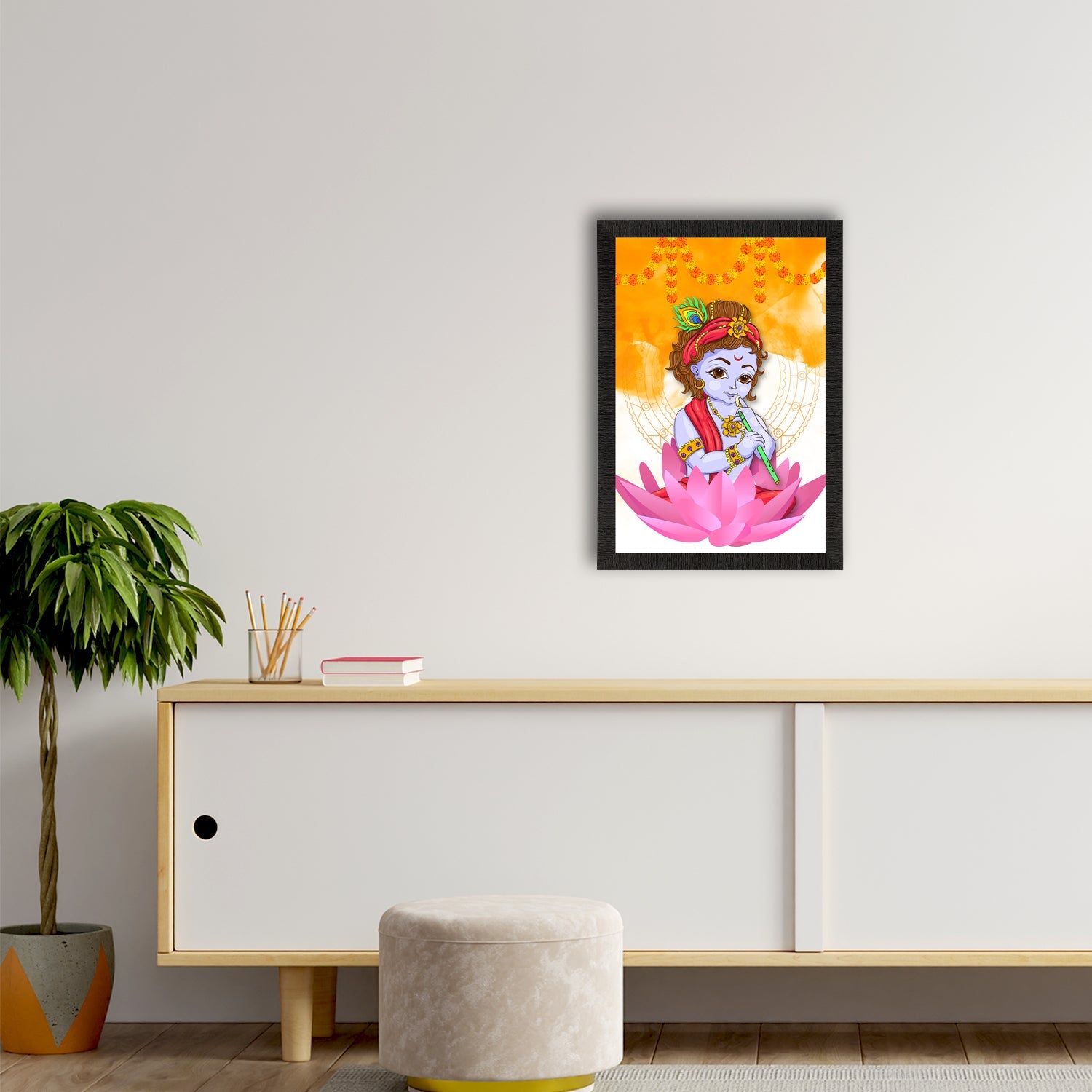 Lord Krishna Satin Matt Texture UV Art Painting Kafalo