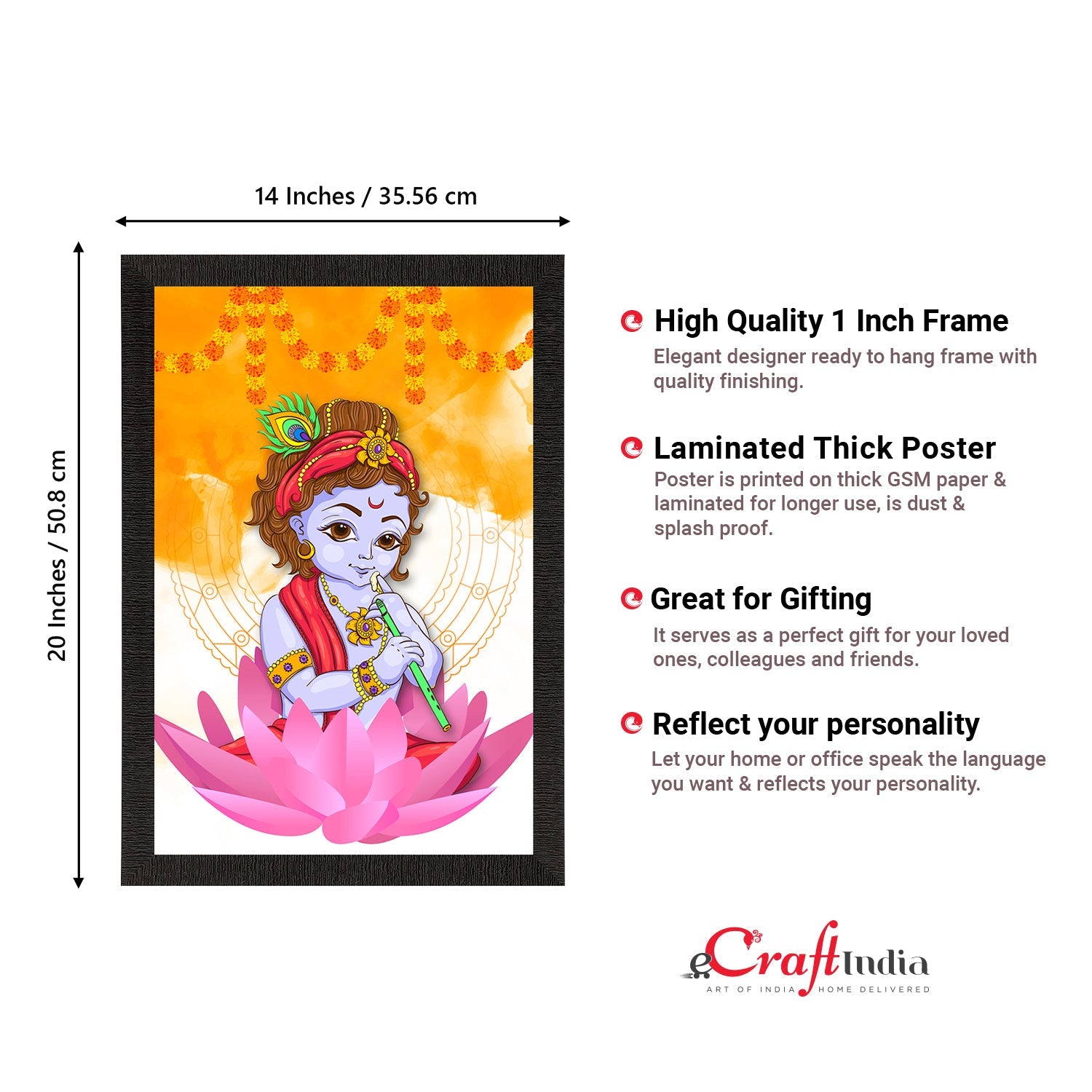 Lord Krishna Satin Matt Texture UV Art Painting Kafalo