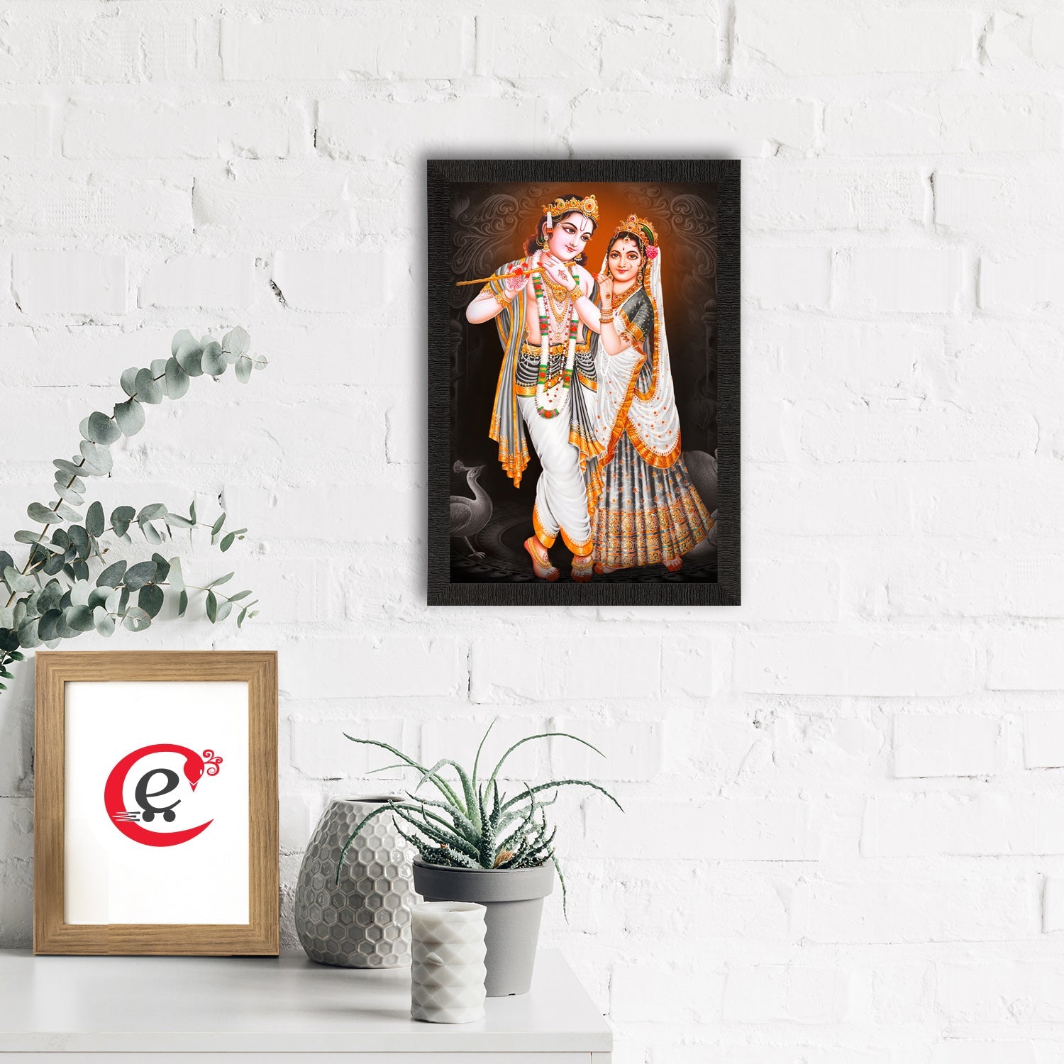 Radha Krishna Painting Digital Printed Religious Wall Art Kafalo
