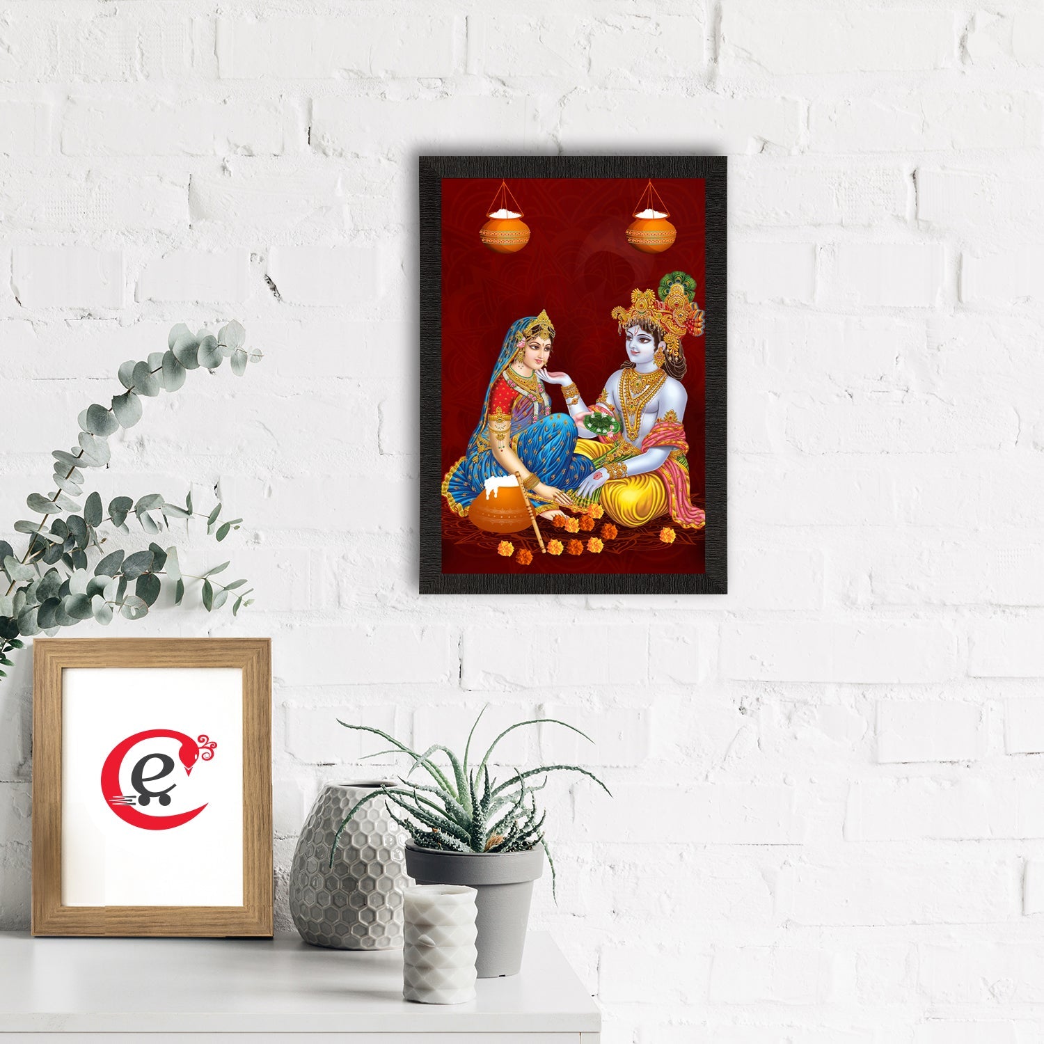 Radha Krishna Painting Digital Printed Religious Wall Art Kafalo