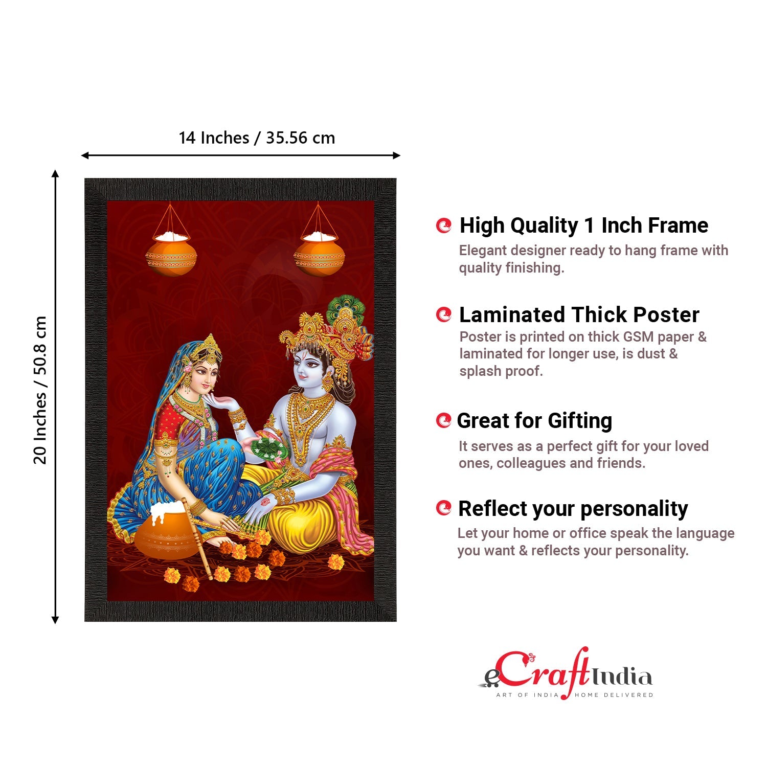 Radha Krishna Painting Digital Printed Religious Wall Art Kafalo