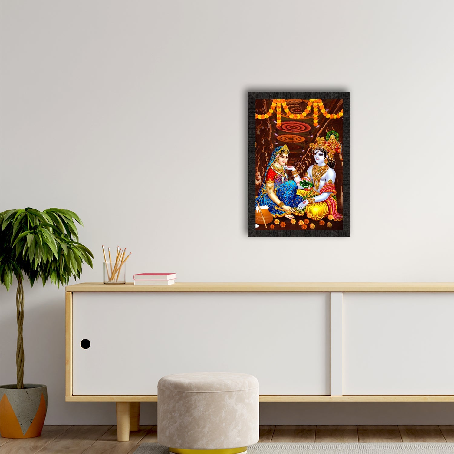Radha Krishna Painting Digital Printed Religious Wall Art Kafalo