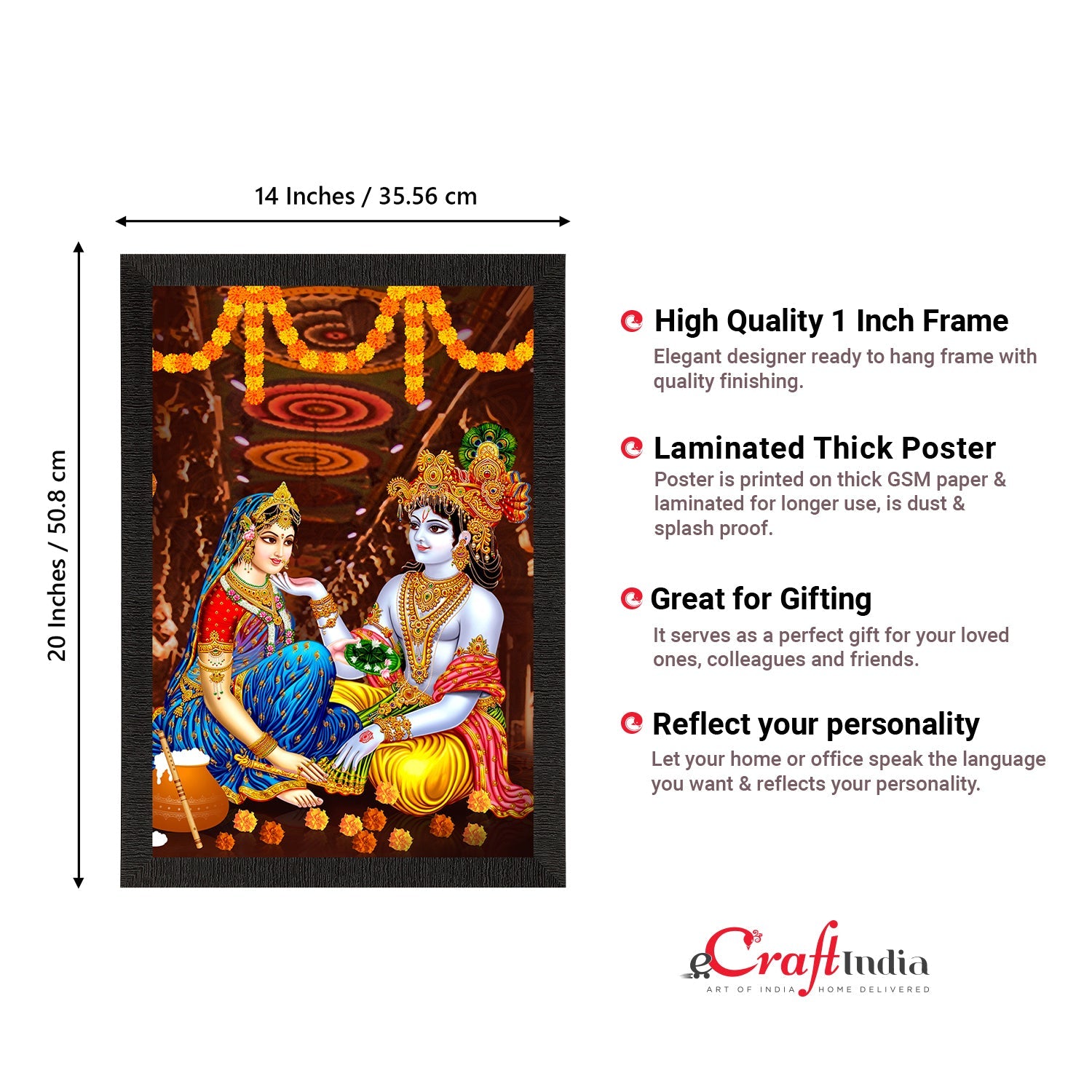 Radha Krishna Painting Digital Printed Religious Wall Art Kafalo