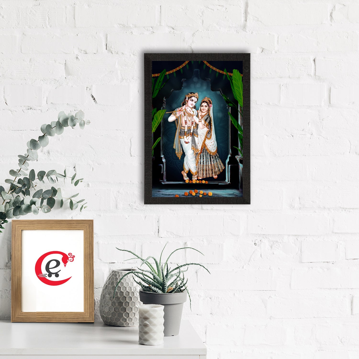Radha Krishna Painting Digital Printed Religious Wall Art Kafalo