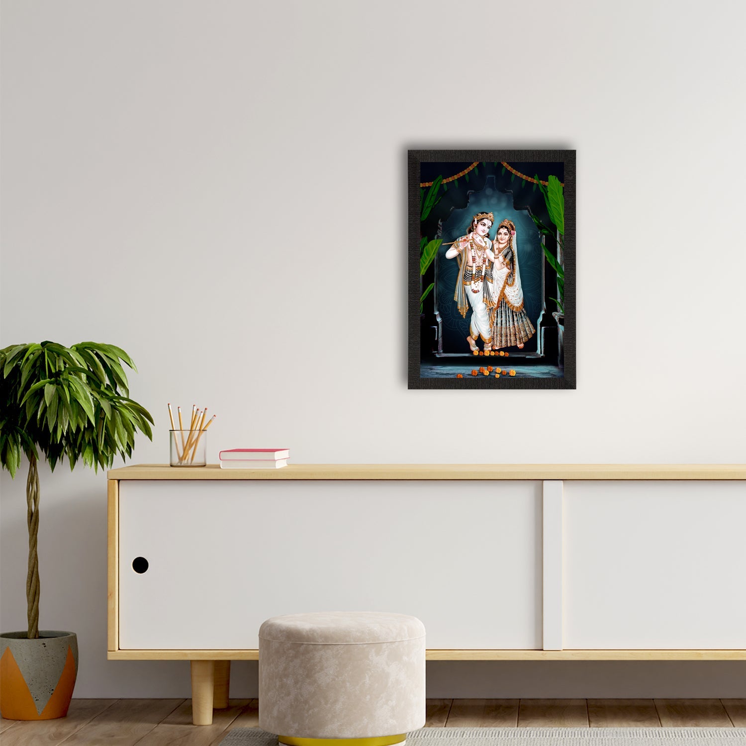 Radha Krishna Painting Digital Printed Religious Wall Art Kafalo
