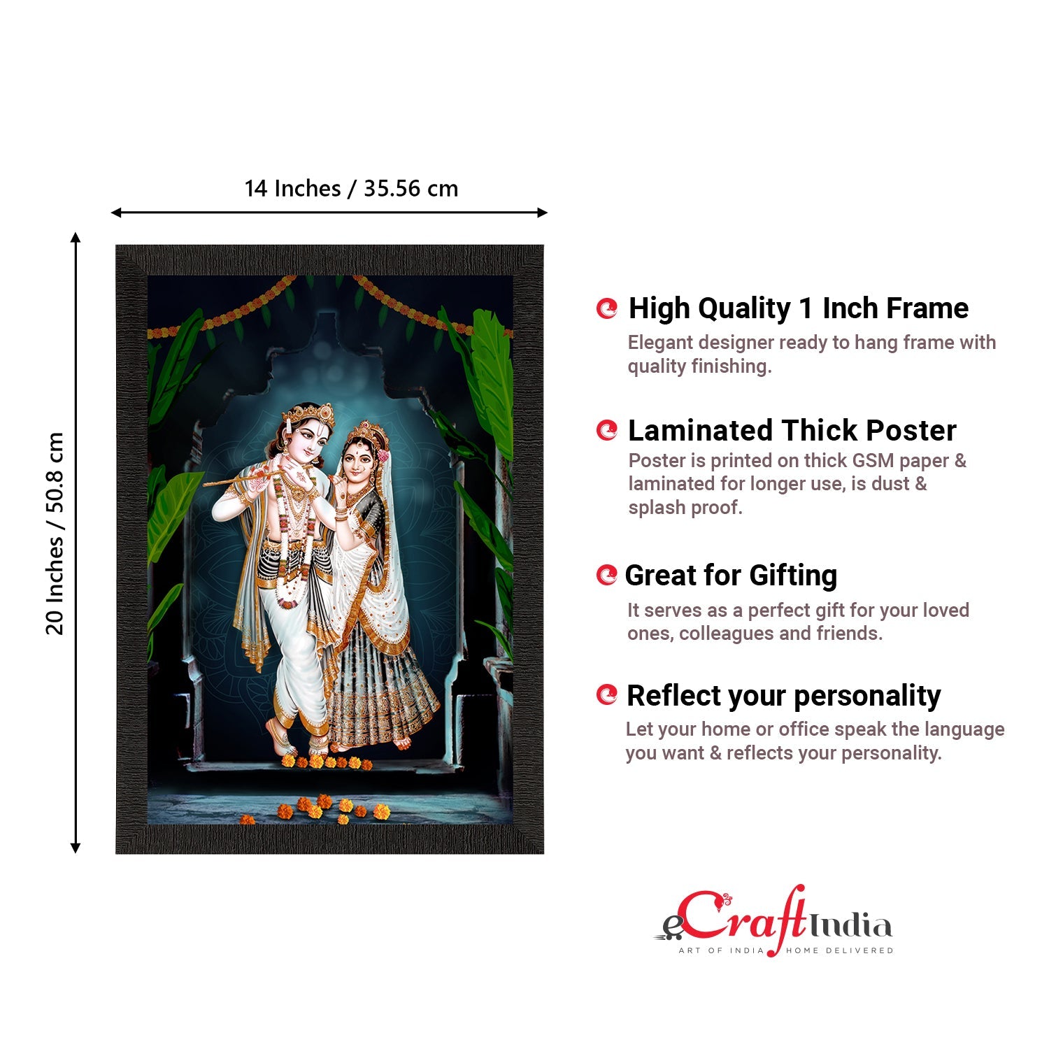 Radha Krishna Painting Digital Printed Religious Wall Art Kafalo