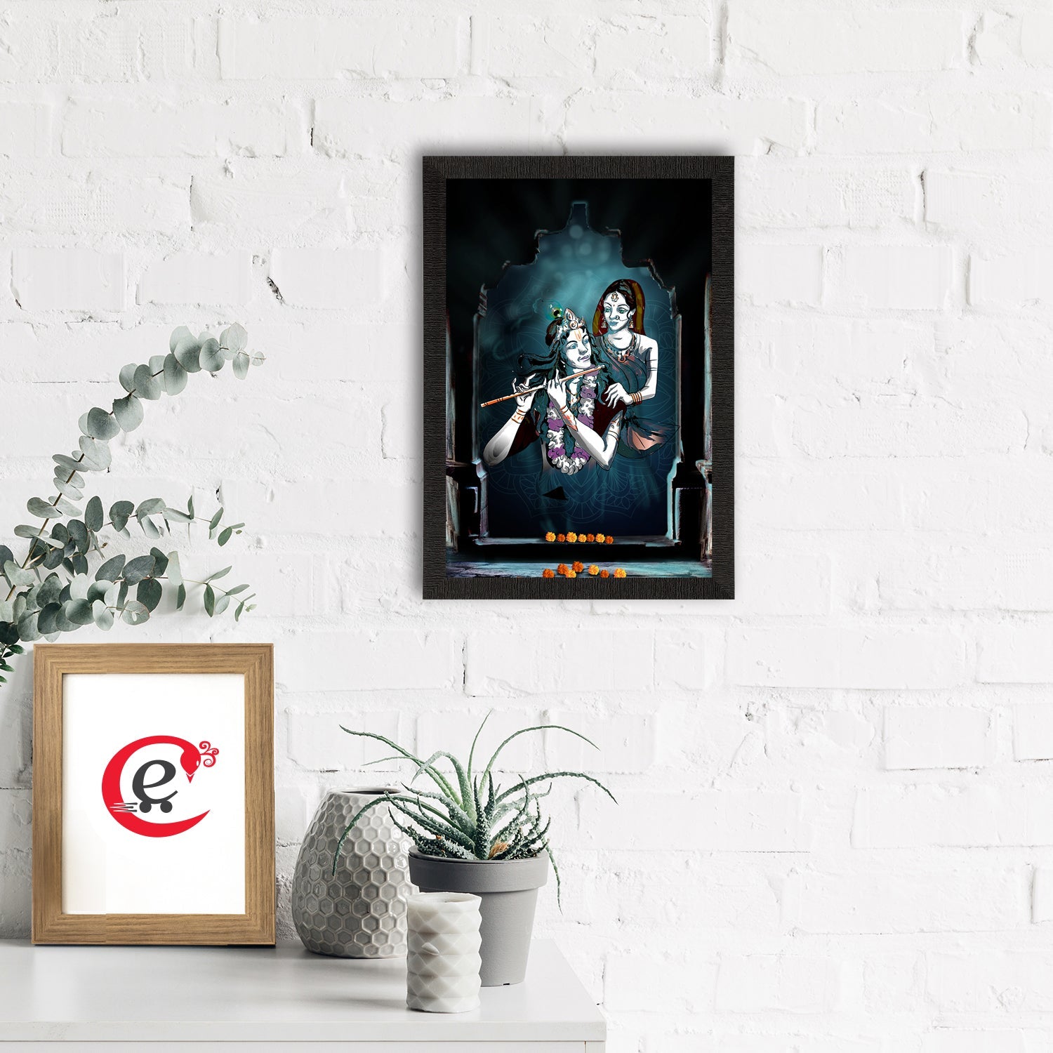 Radha Krishna Painting Digital Printed Religious Wall Art Kafalo