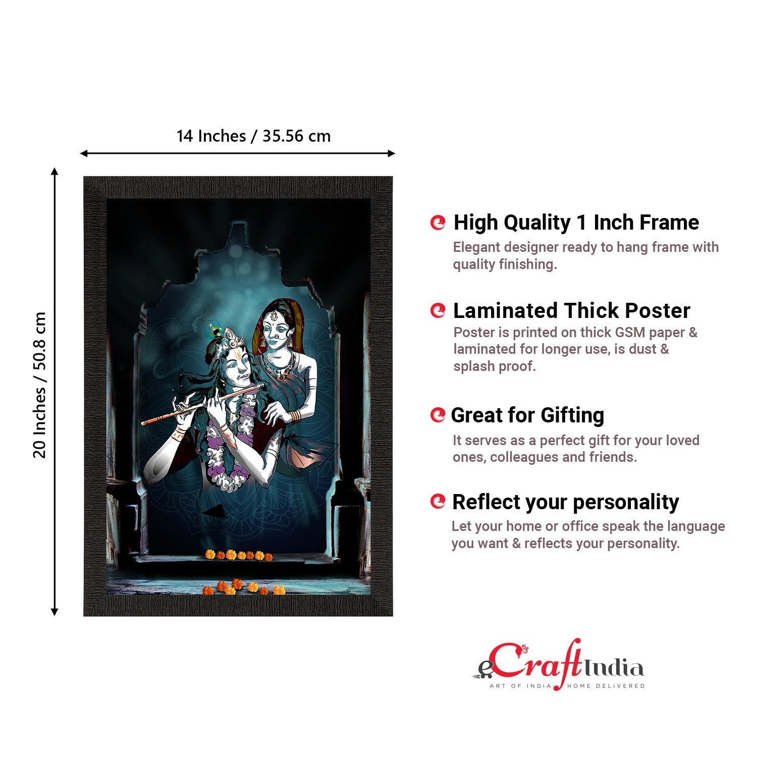 Radha Krishna Painting Digital Printed Religious Wall Art Kafalo