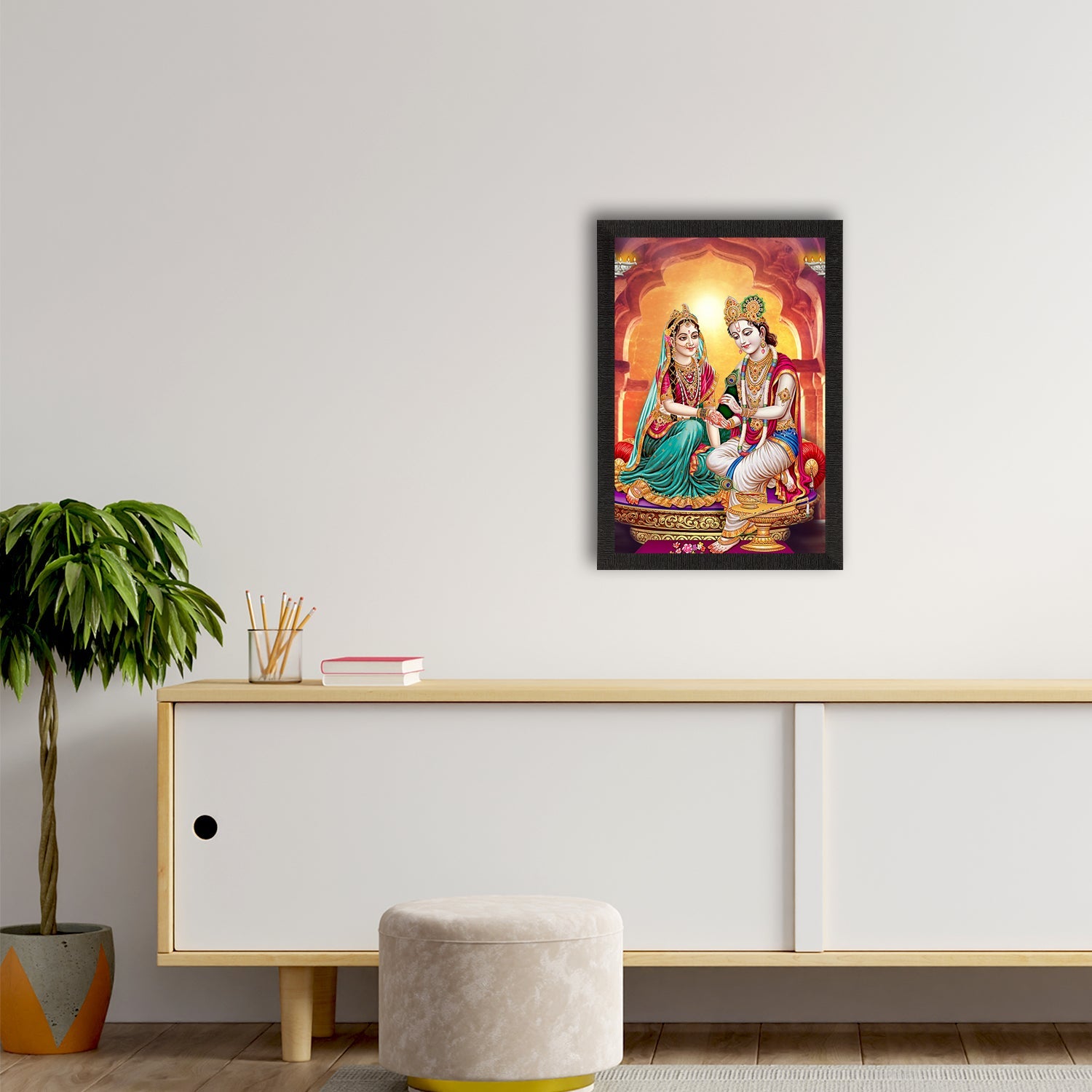 Radha Krishna Painting Digital Printed Religious Wall Art Kafalo