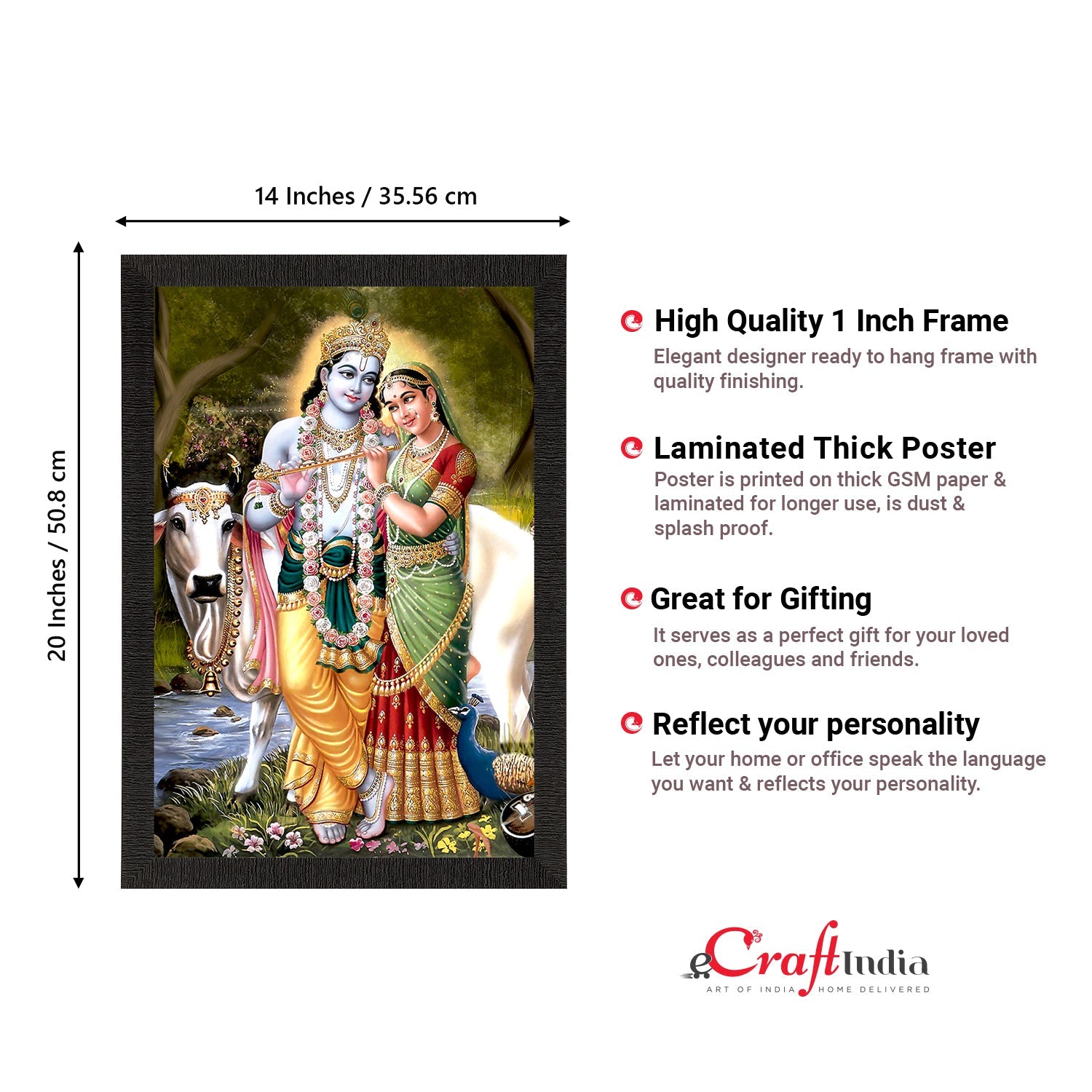 Lord Krishna Satin Matt Texture UV Art Painting Kafalo