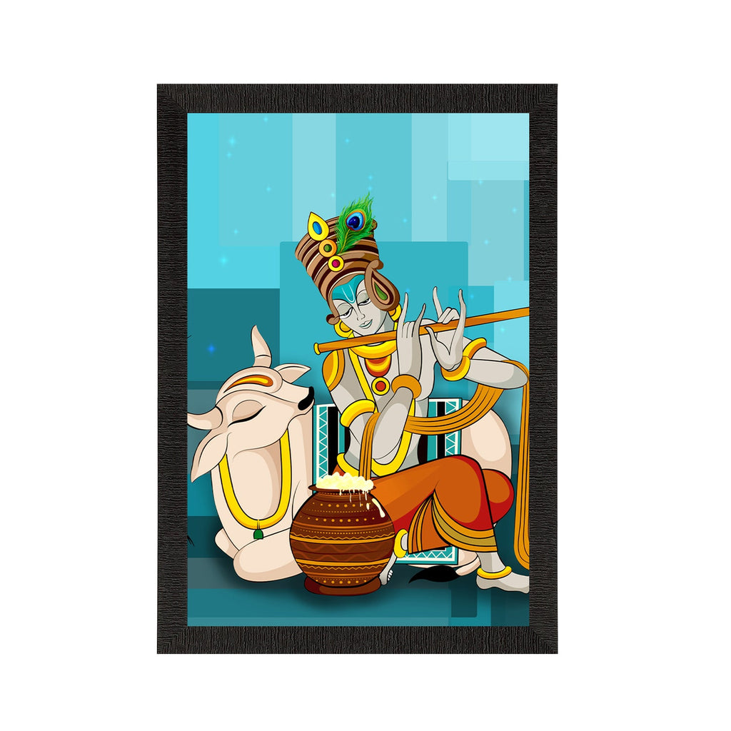 Lord Krishna Satin Matt Texture UV Art Painting Kafalo