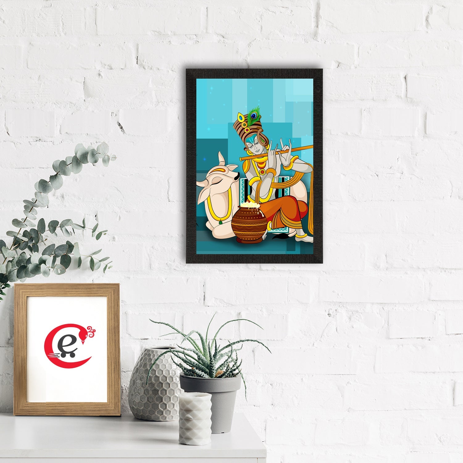 Lord Krishna Satin Matt Texture UV Art Painting Kafalo