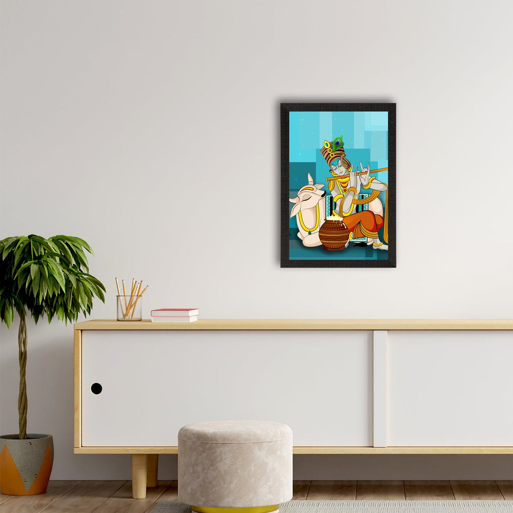 Lord Krishna Satin Matt Texture UV Art Painting Kafalo