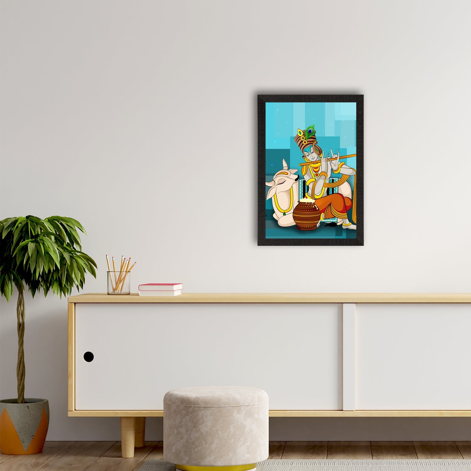 Lord Krishna Satin Matt Texture UV Art Painting Kafalo
