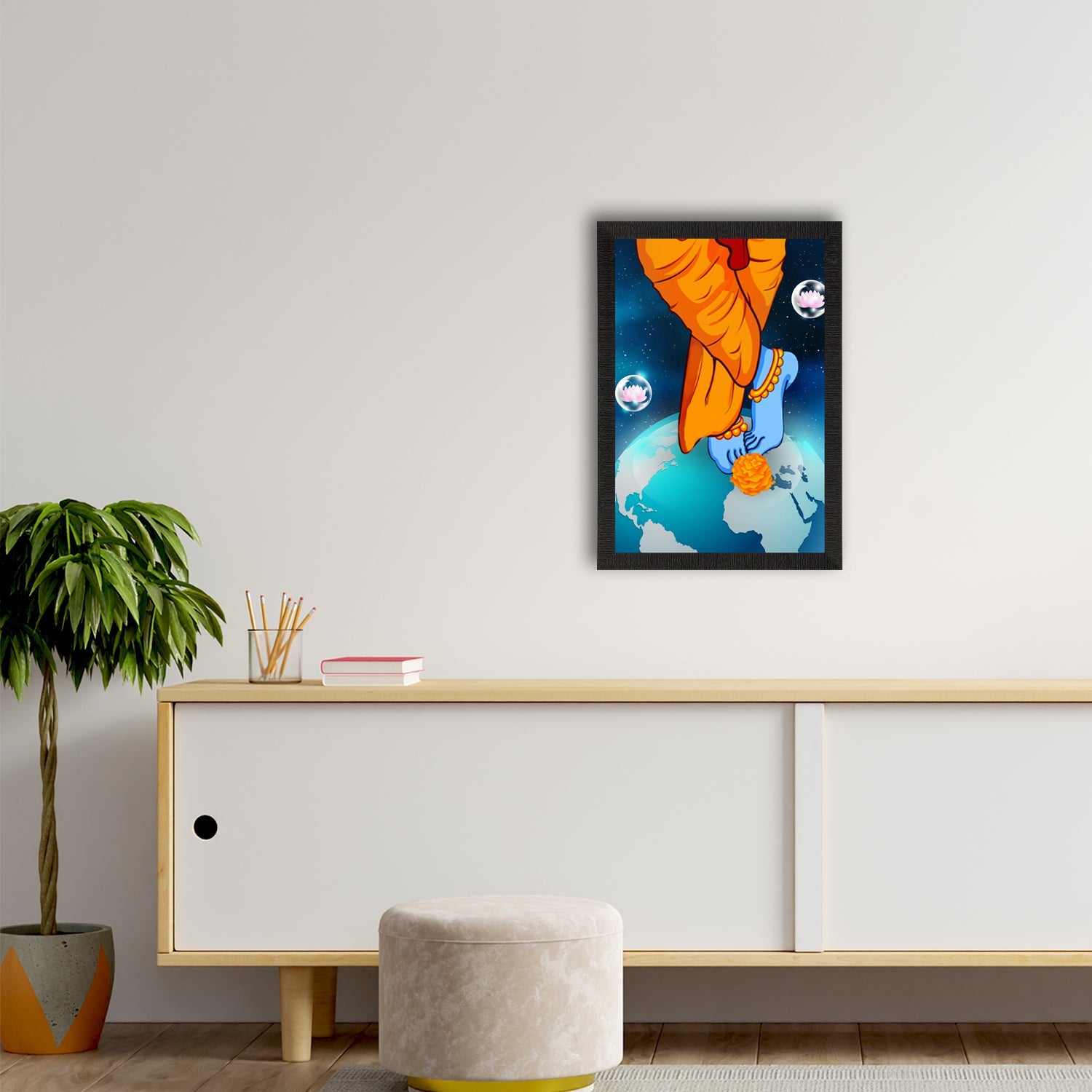 Lord Krishna Satin Matt Texture UV Art Painting Kafalo