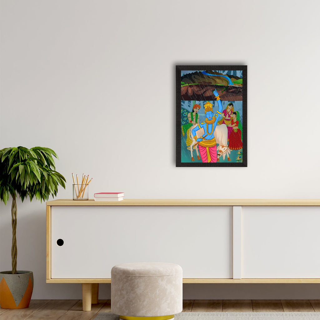 Lord Krishna Satin Matt Texture UV Art Painting Kafalo