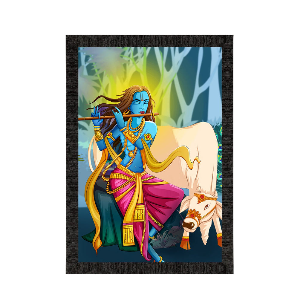 Lord Krishna Satin Matt Texture UV Art Painting Kafalo