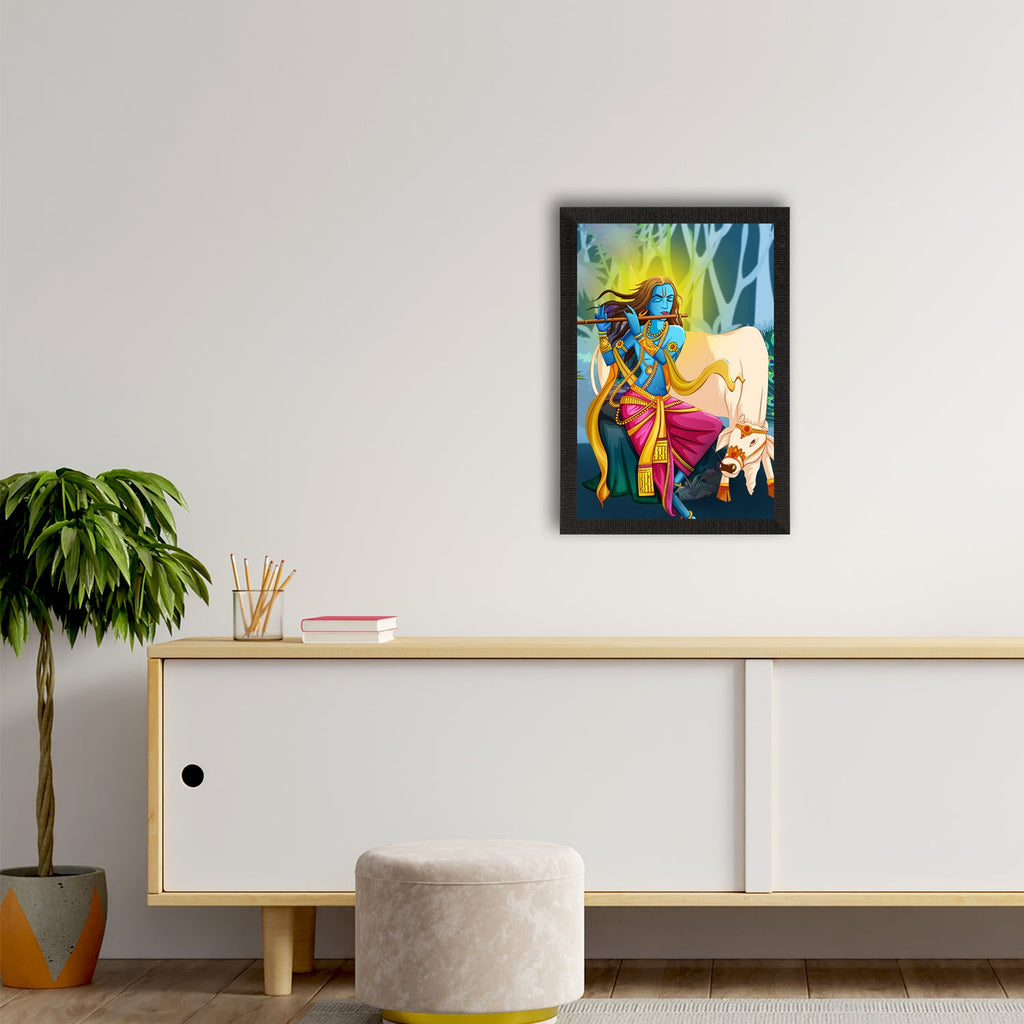 Lord Krishna Satin Matt Texture UV Art Painting Kafalo