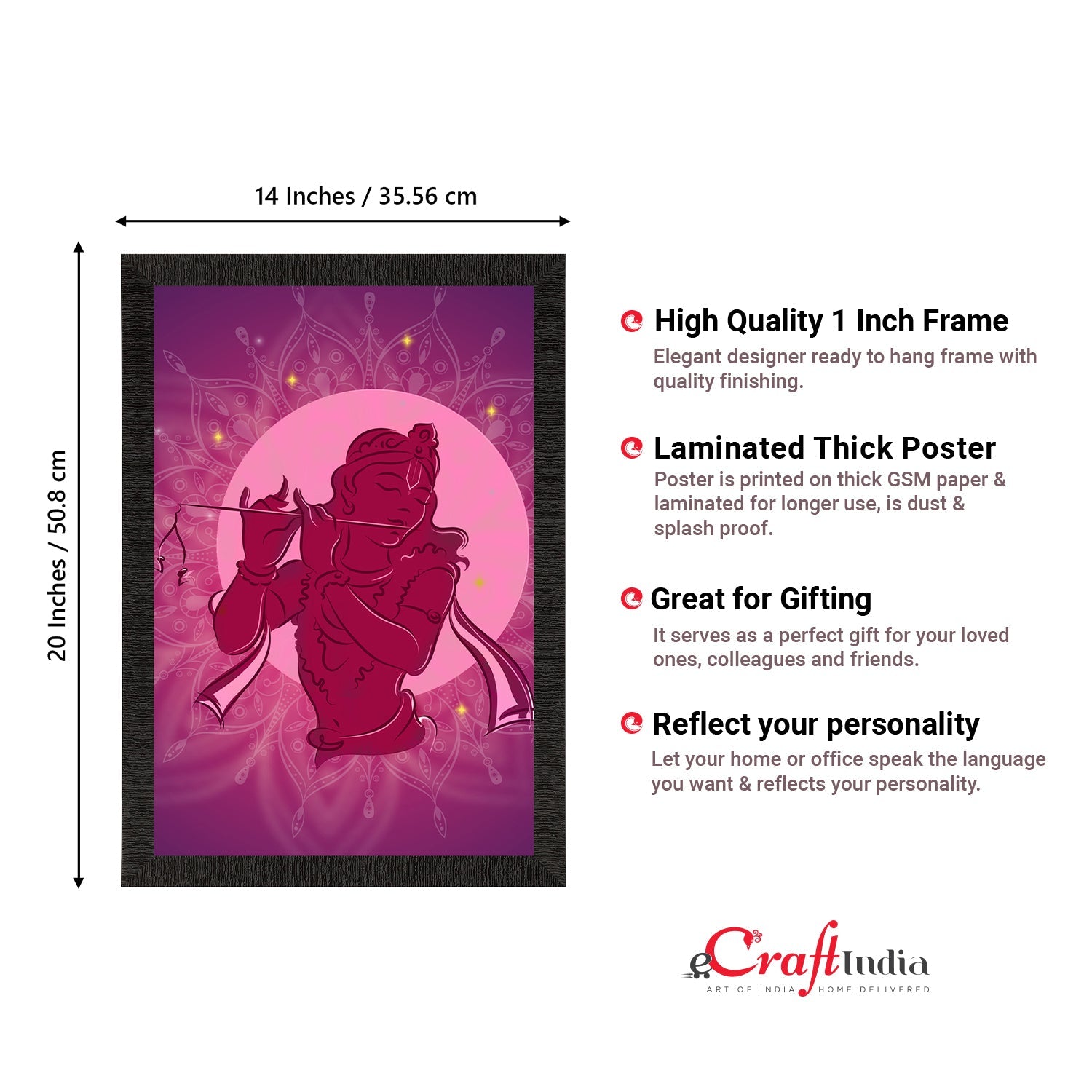 Lord Krishna Playing Flute Painting Digital Printed Religious Wall Art Kafalo
