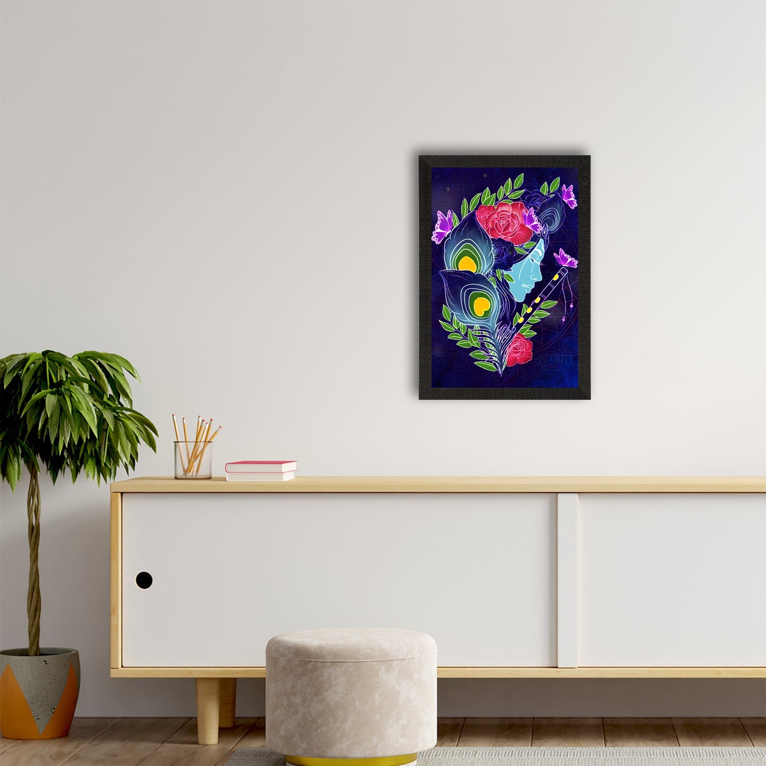 Lord Krishna Satin Matt Texture UV Art Painting Kafalo