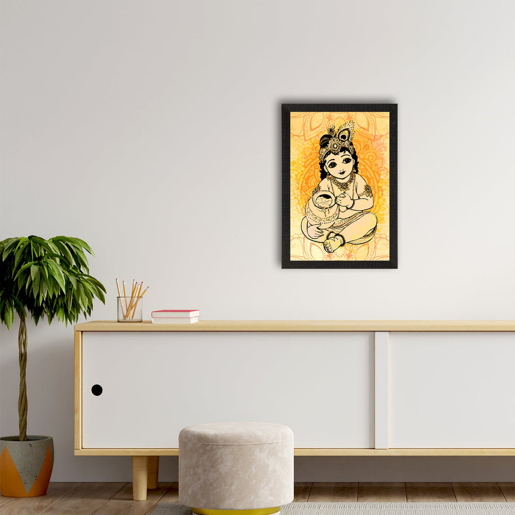 Lord Krishna Satin Matt Texture UV Art Painting Kafalo