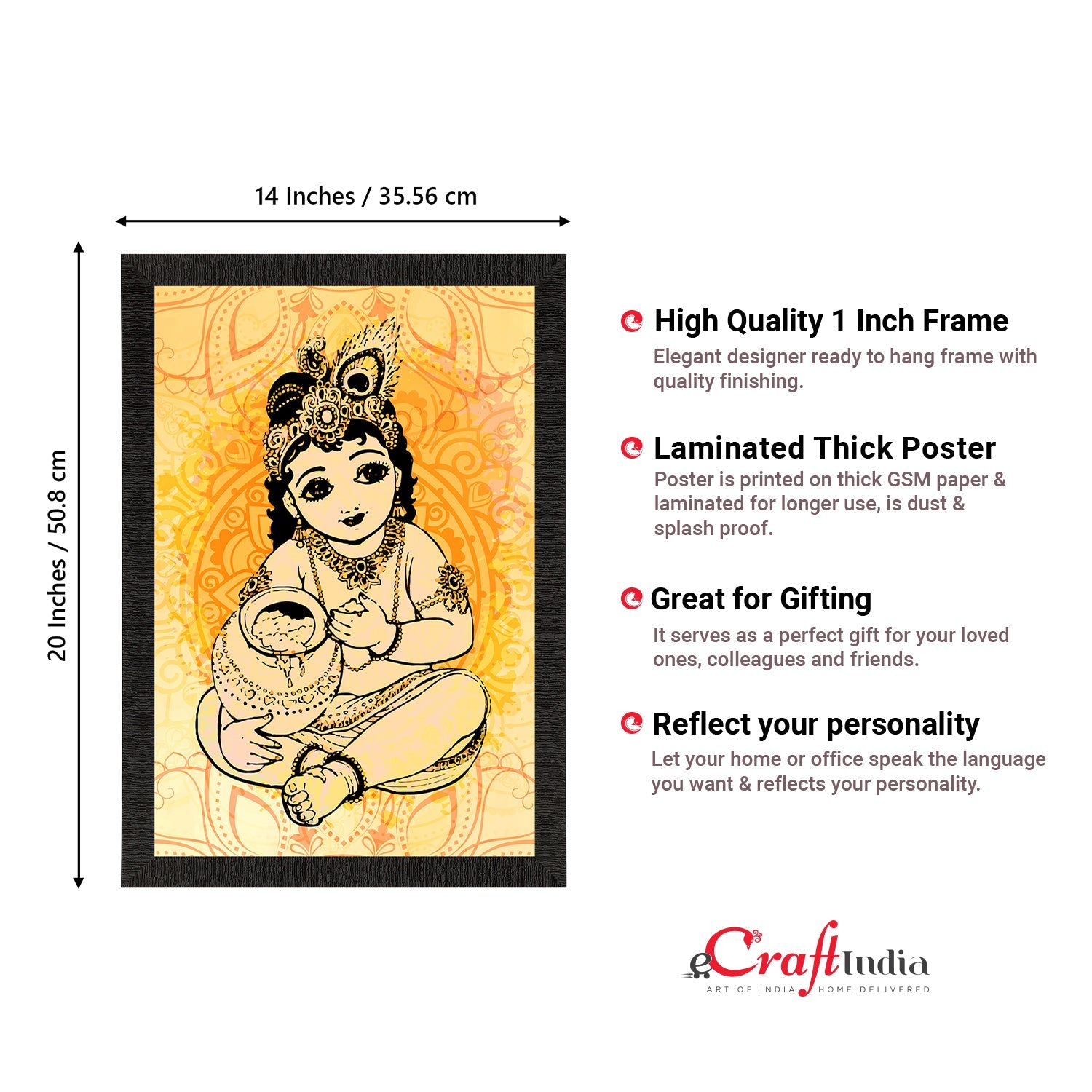 Lord Krishna Satin Matt Texture UV Art Painting Kafalo