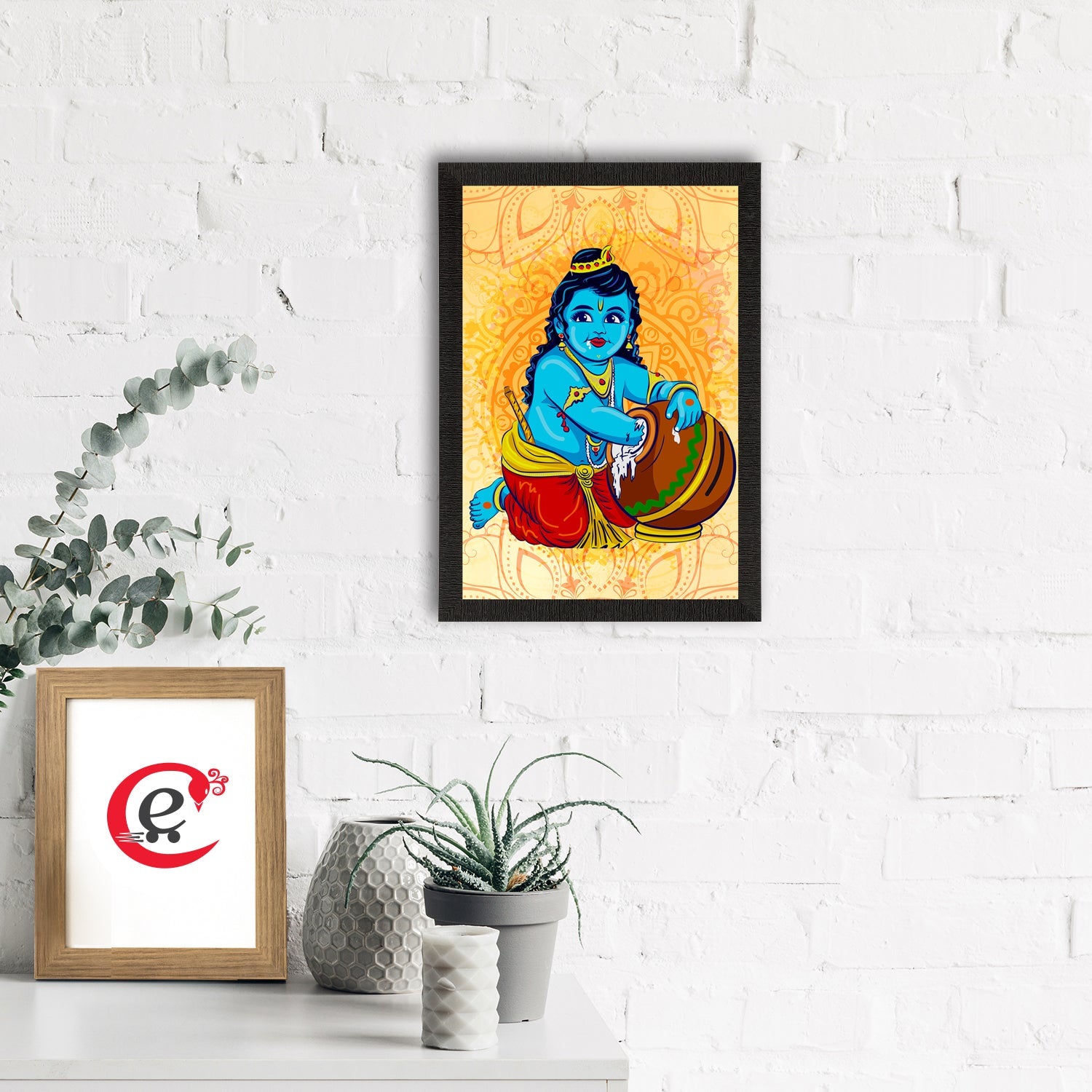 Lord Krishna Satin Matt Texture UV Art Painting Kafalo