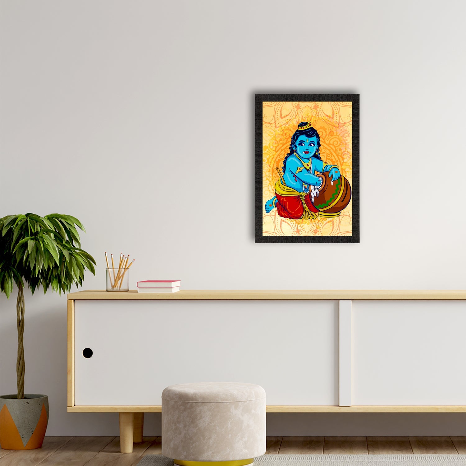 Lord Krishna Satin Matt Texture UV Art Painting Kafalo