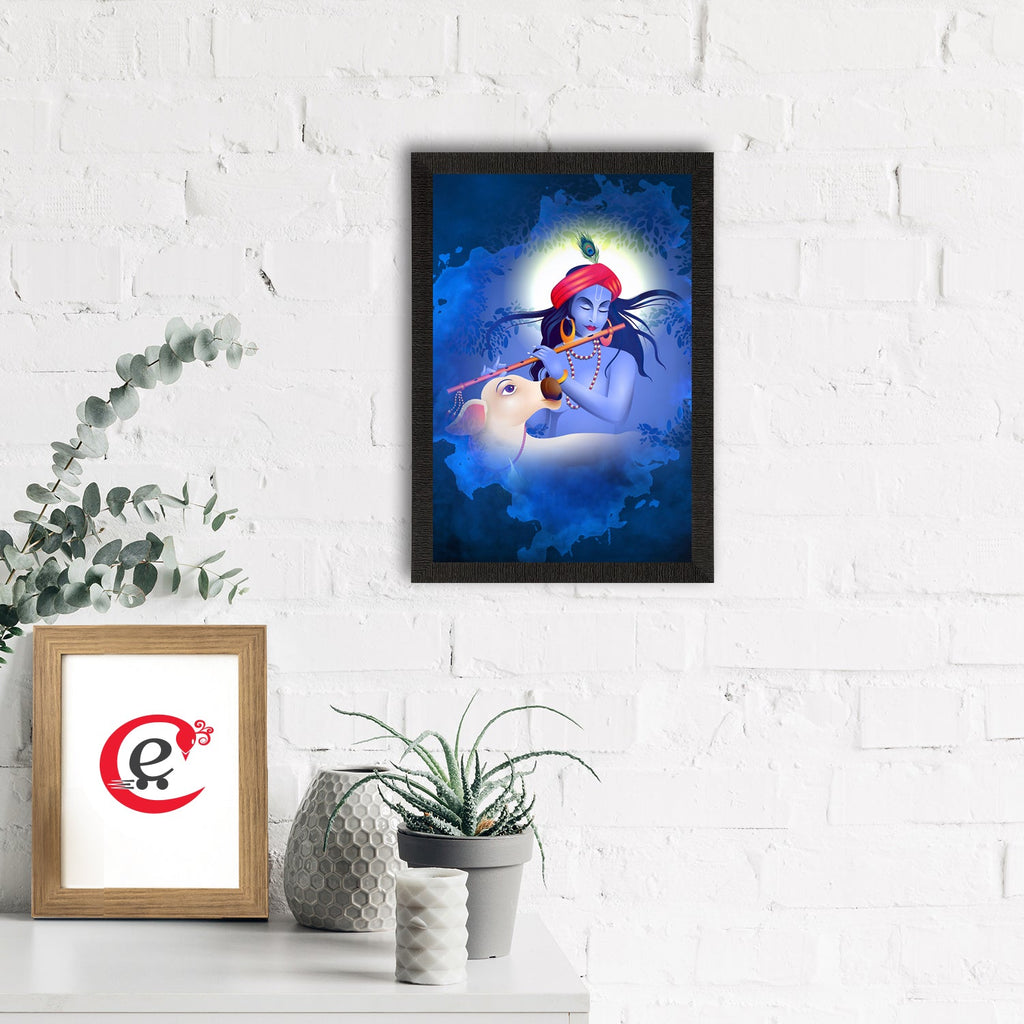 Lord Krishna Satin Matt Texture UV Art Painting Kafalo