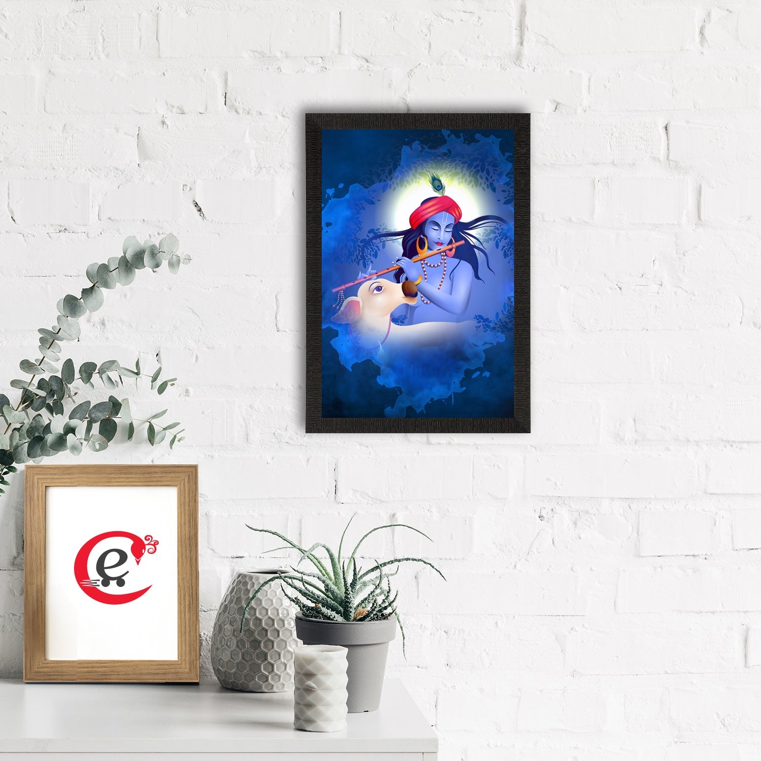 Lord Krishna Satin Matt Texture UV Art Painting Kafalo