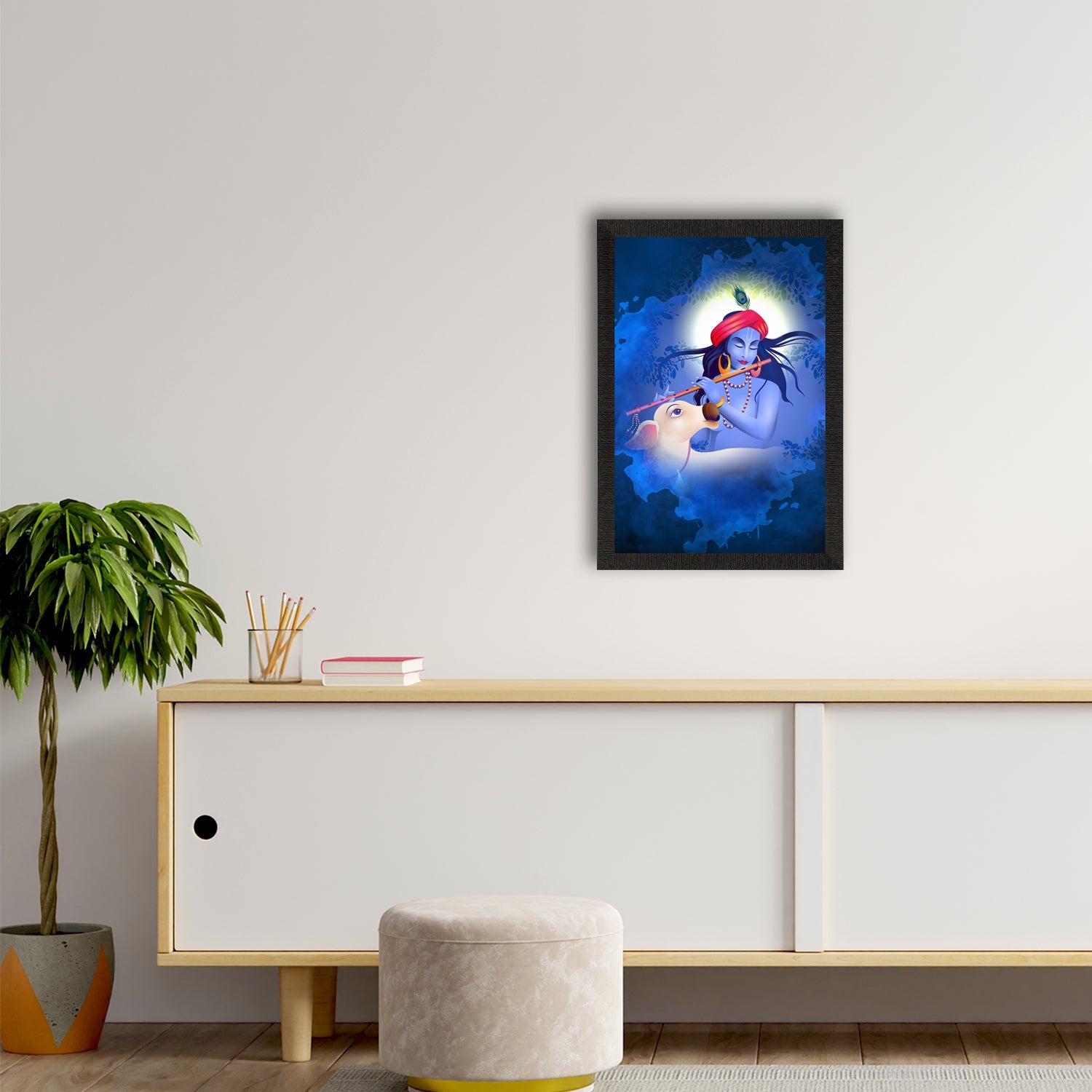 Lord Krishna Satin Matt Texture UV Art Painting Kafalo