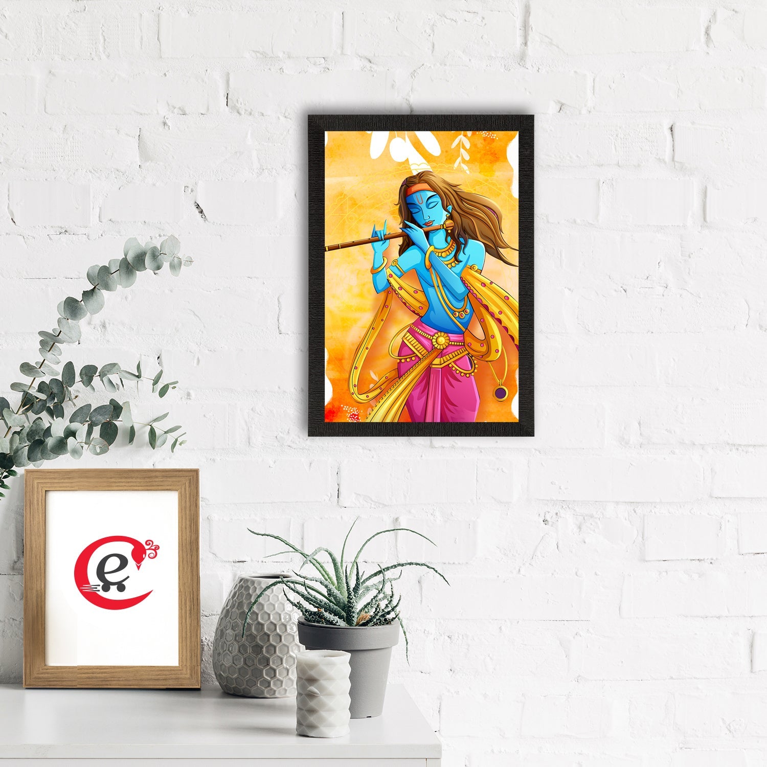 Lord Krishna Satin Matt Texture UV Art Painting Kafalo