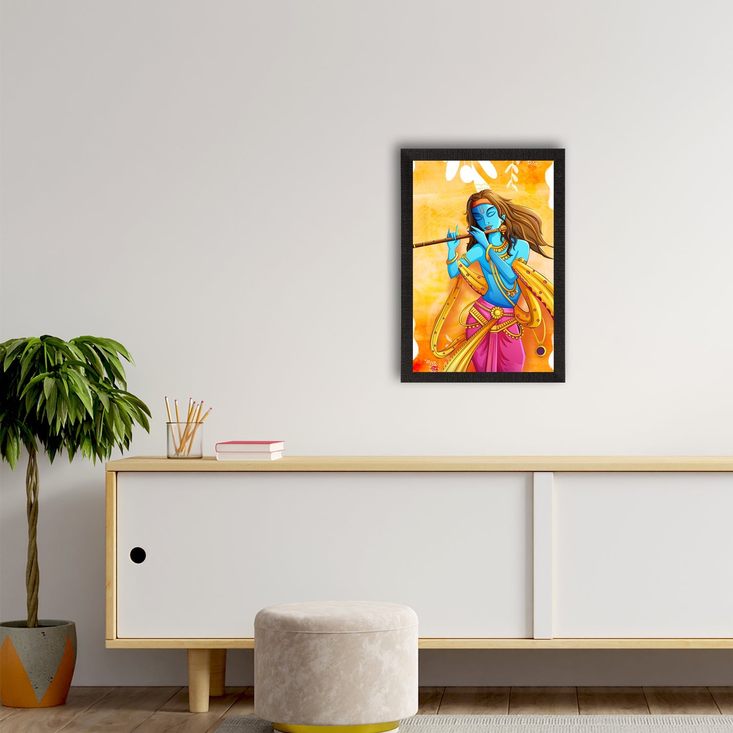 Lord Krishna Satin Matt Texture UV Art Painting Kafalo