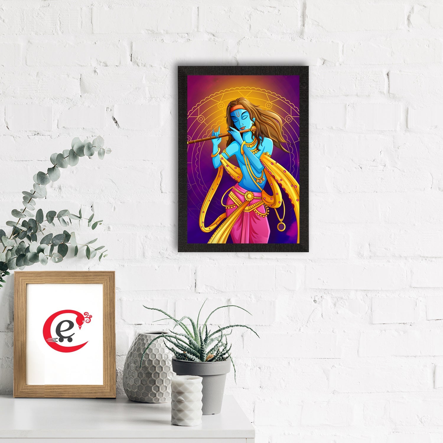 Lord Krishna Satin Matt Texture UV Art Painting Kafalo