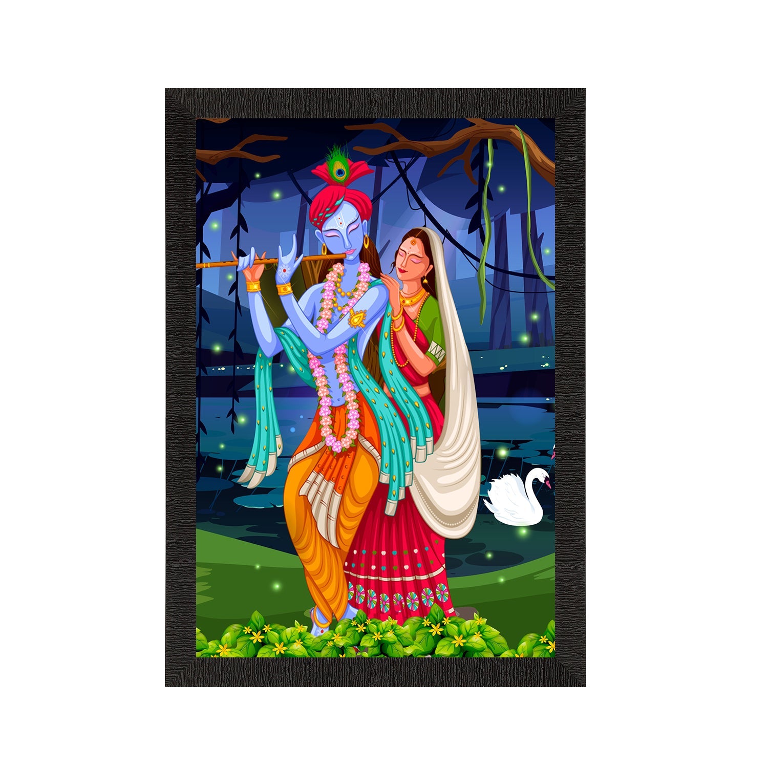Radha Krishna Painting Digital Printed Religious Wall Art Kafalo