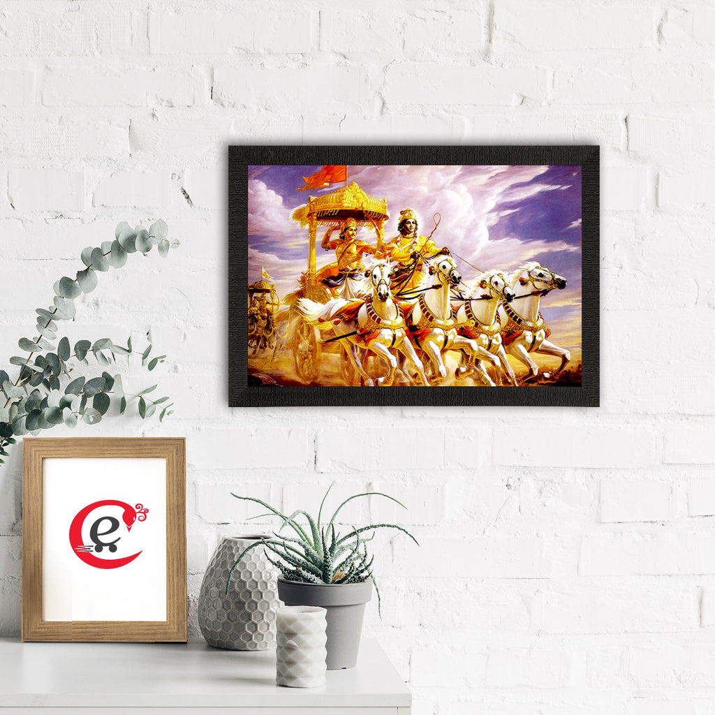 Krishna with Arjun on Rath Satin Matt Texture UV Art Painting Kafalo