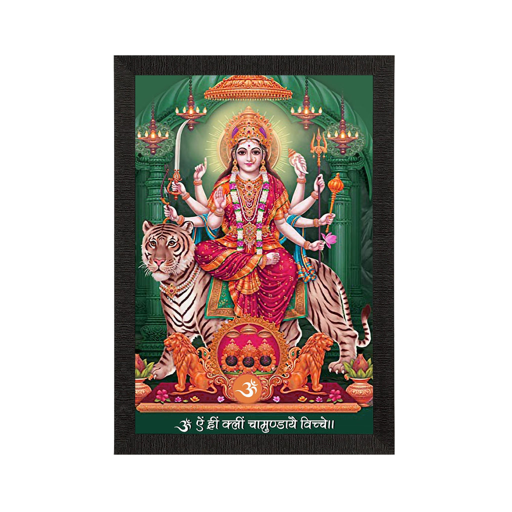 Goddess Durga Maa Sitting On Tiger Painting Digital Printed Religious Wall Art Kafalo