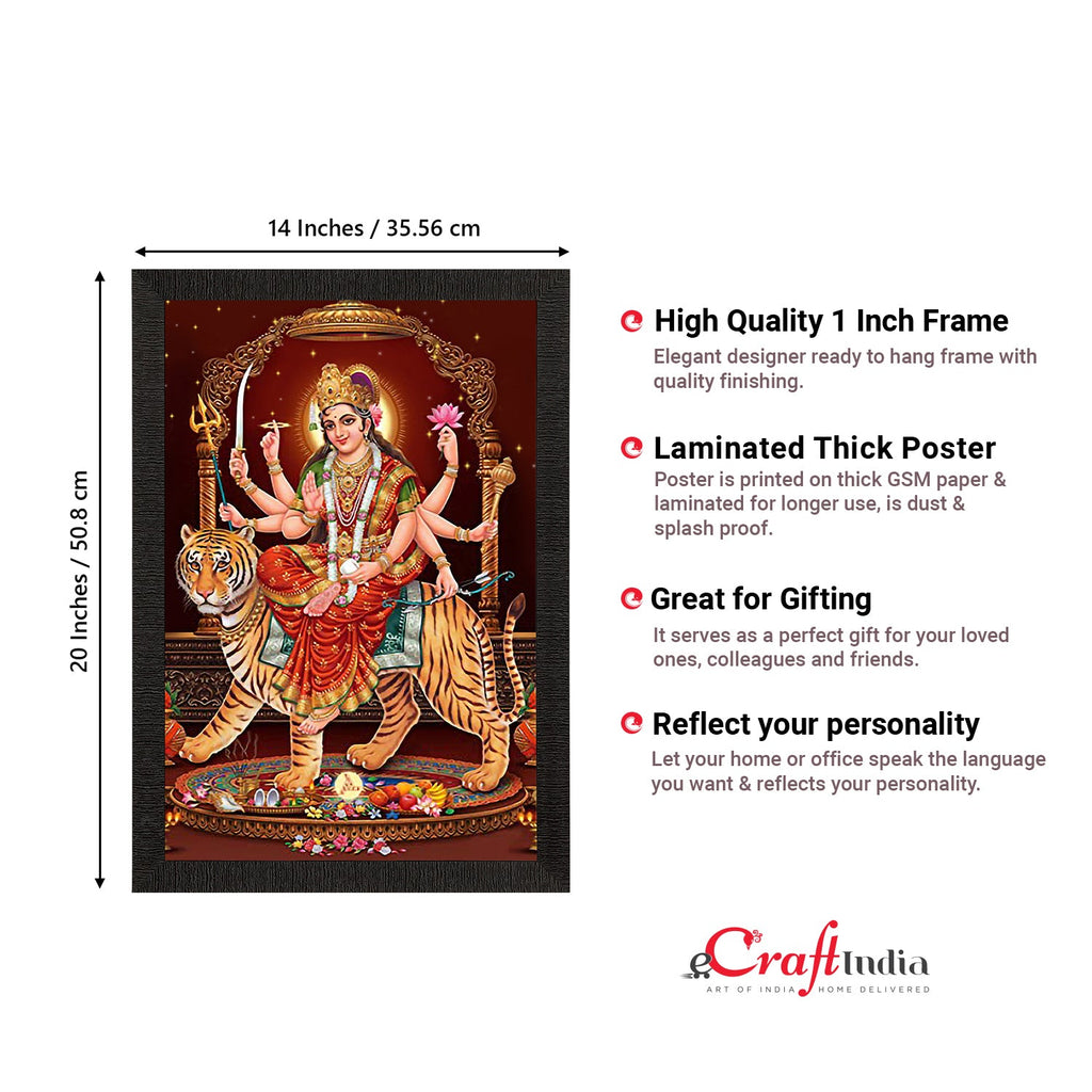 Goddess Durga Maa Sitting On Tiger Painting Digital Printed Religious Wall Art Kafalo