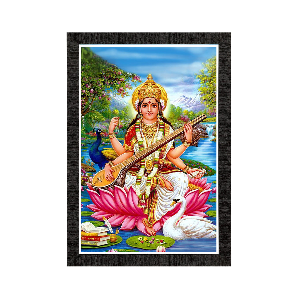 Goddess Saraswati Painting Digital Printed Religious Wall Art Kafalo