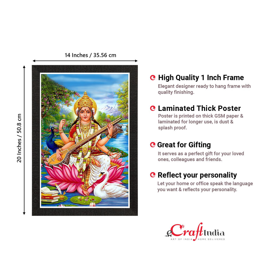 Goddess Saraswati Painting Digital Printed Religious Wall Art Kafalo