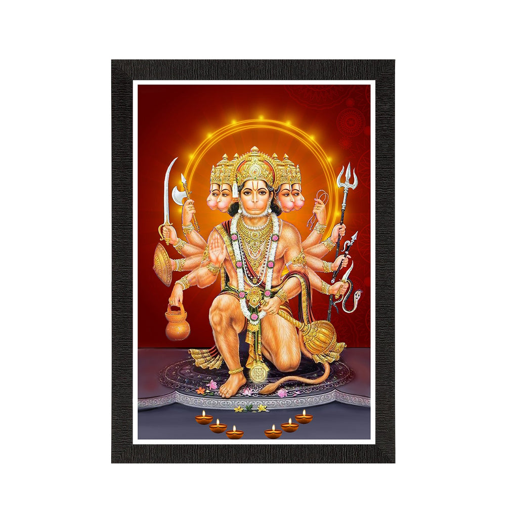 Panch Mukhi Lord Hanuman Satin Matt Texture UV Art Painting Kafalo