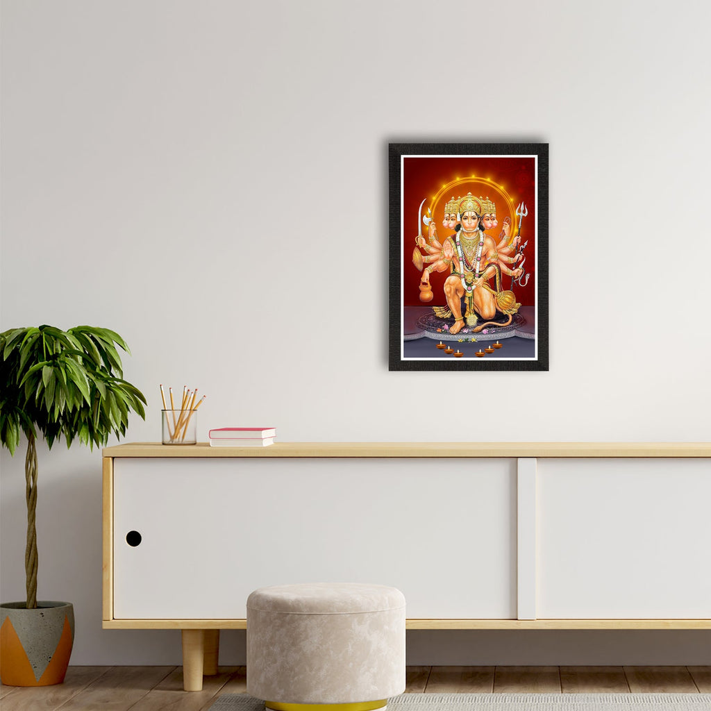 Panch Mukhi Lord Hanuman Satin Matt Texture UV Art Painting Kafalo