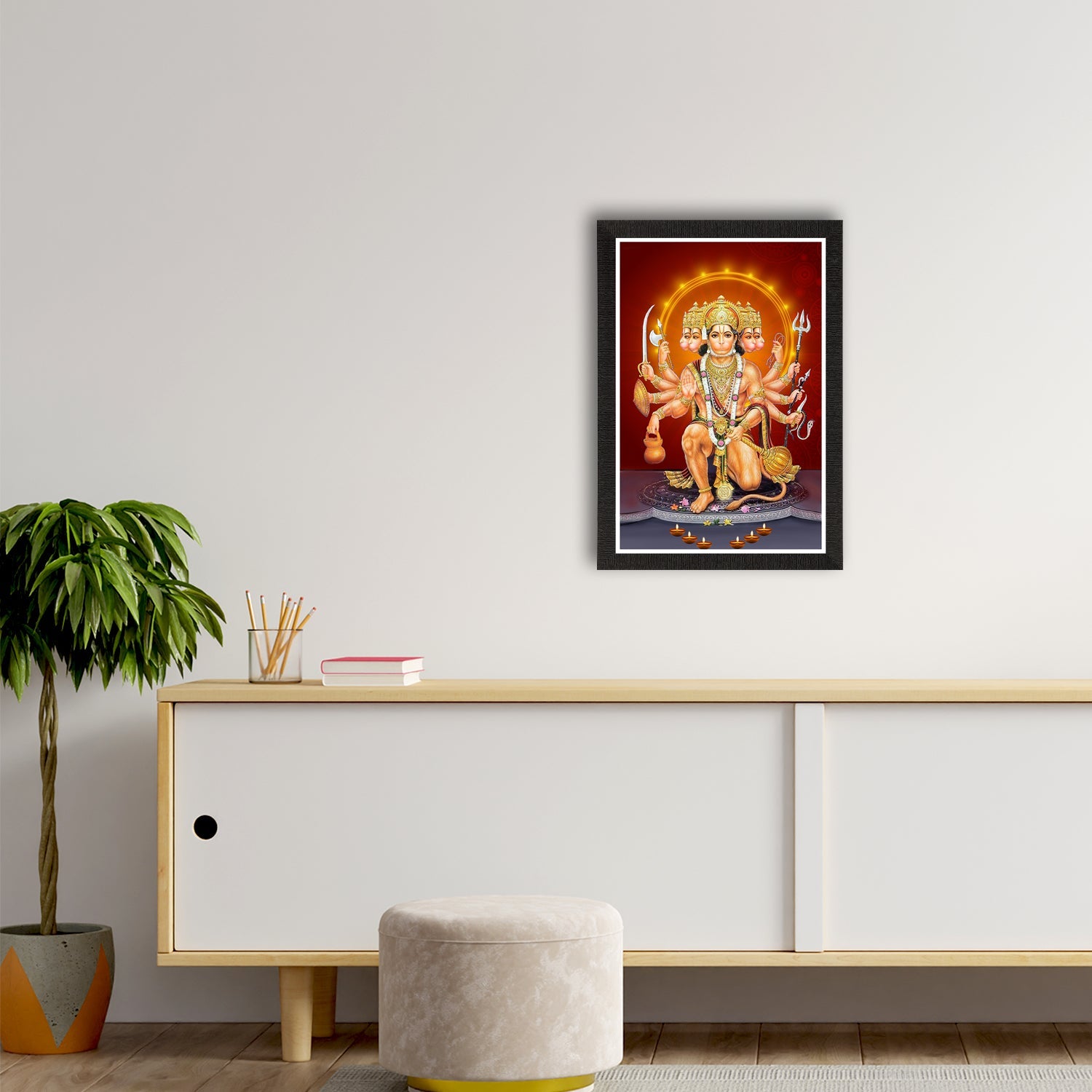 Panch Mukhi Lord Hanuman Satin Matt Texture UV Art Painting Kafalo