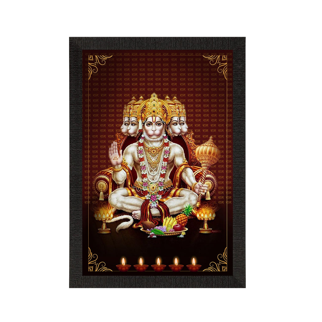Panch Mukhi Lord Hanuman Satin Matt Texture UV Art Painting Kafalo