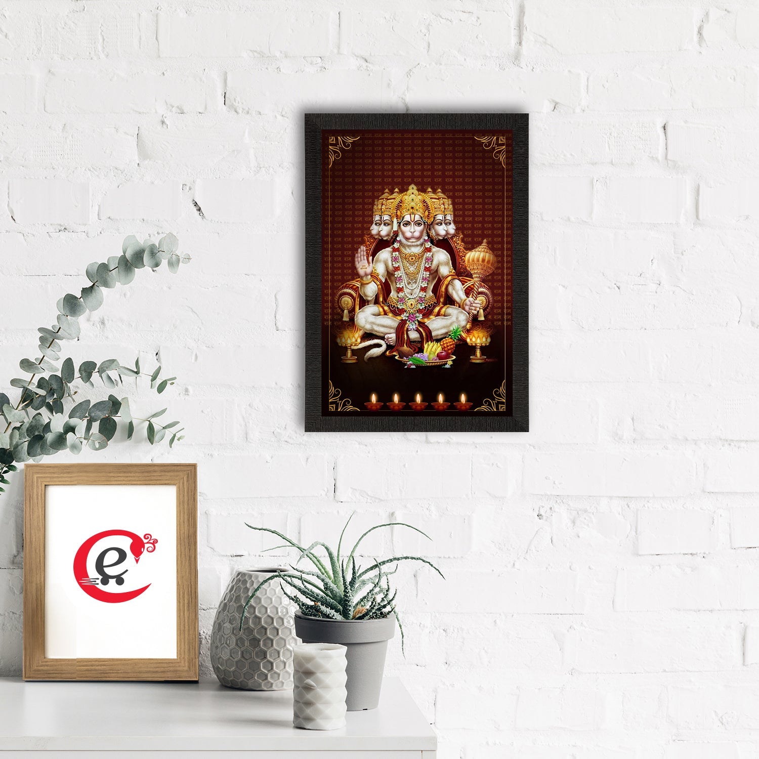 Panch Mukhi Lord Hanuman Satin Matt Texture UV Art Painting Kafalo