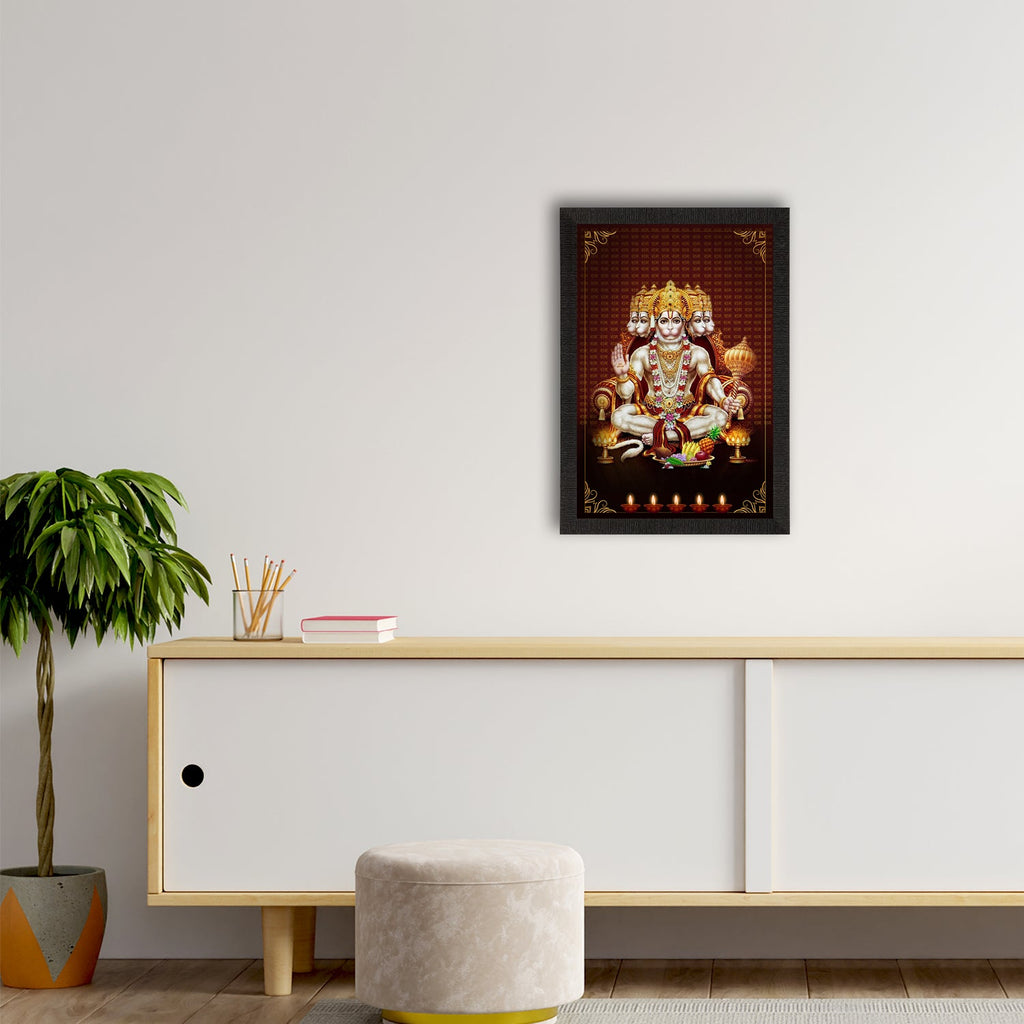 Panch Mukhi Lord Hanuman Satin Matt Texture UV Art Painting Kafalo
