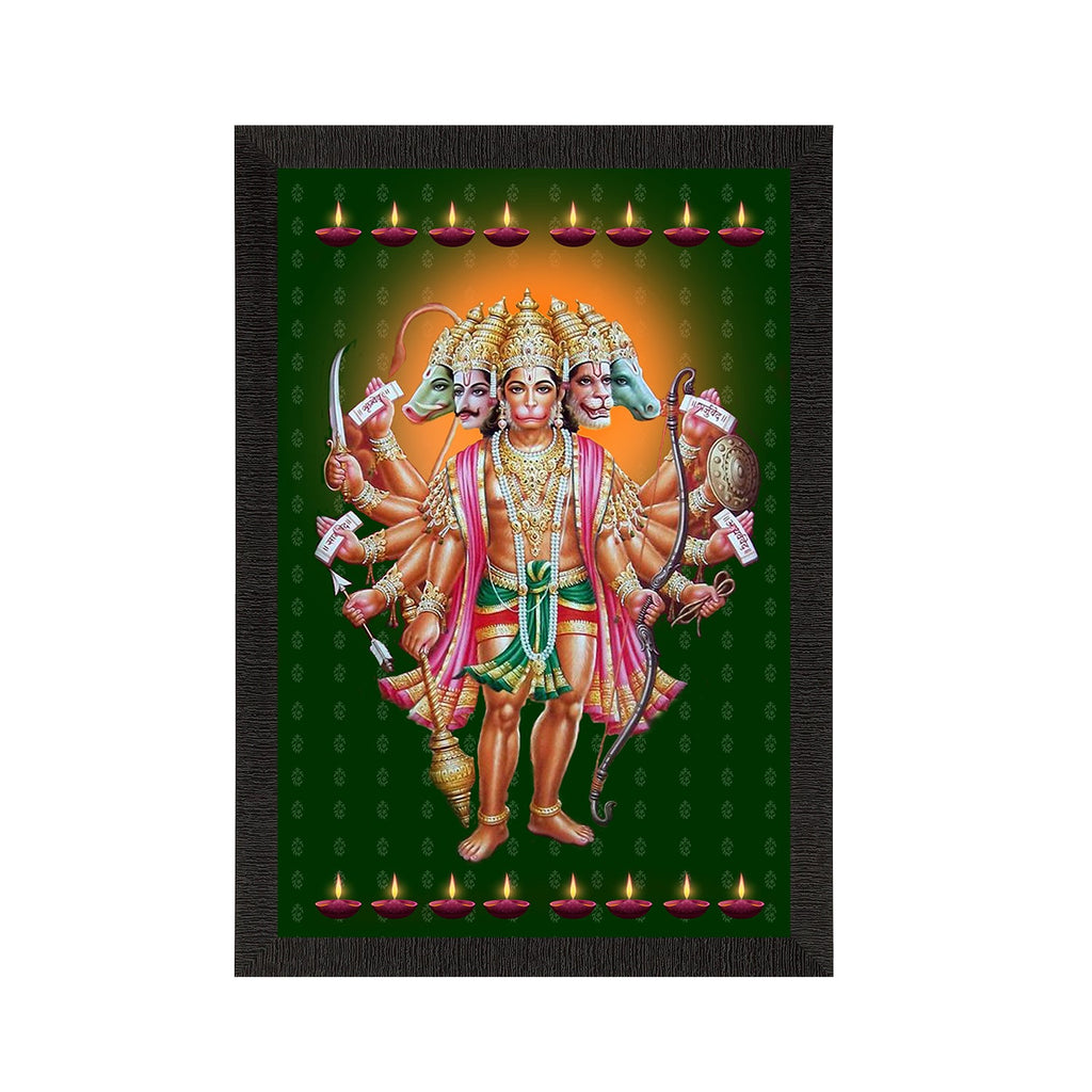 Panch Mukhi Lord Hanuman Satin Matt Texture UV Art Painting Kafalo